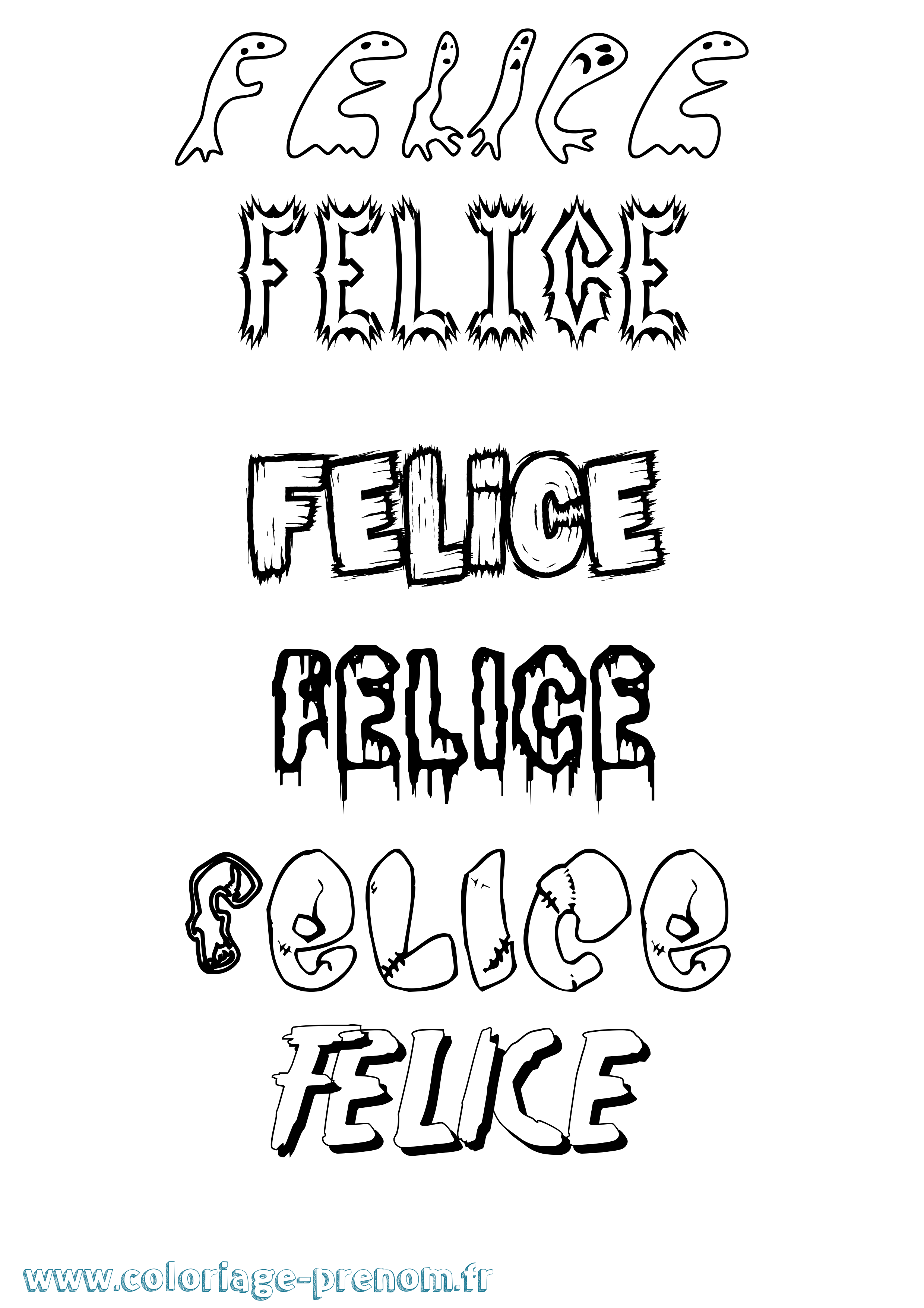 Coloriage Felice Frisson Coloriage prénom Felice Frisson