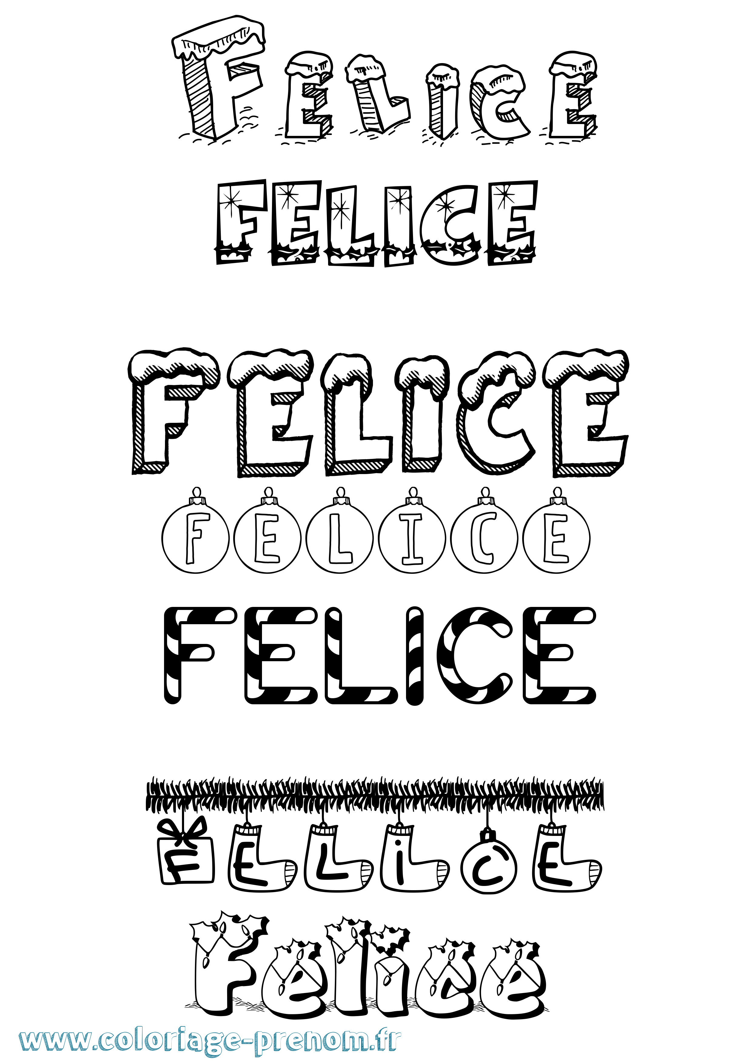 Coloriage Felice Noël Coloriage prénom Felice Noël