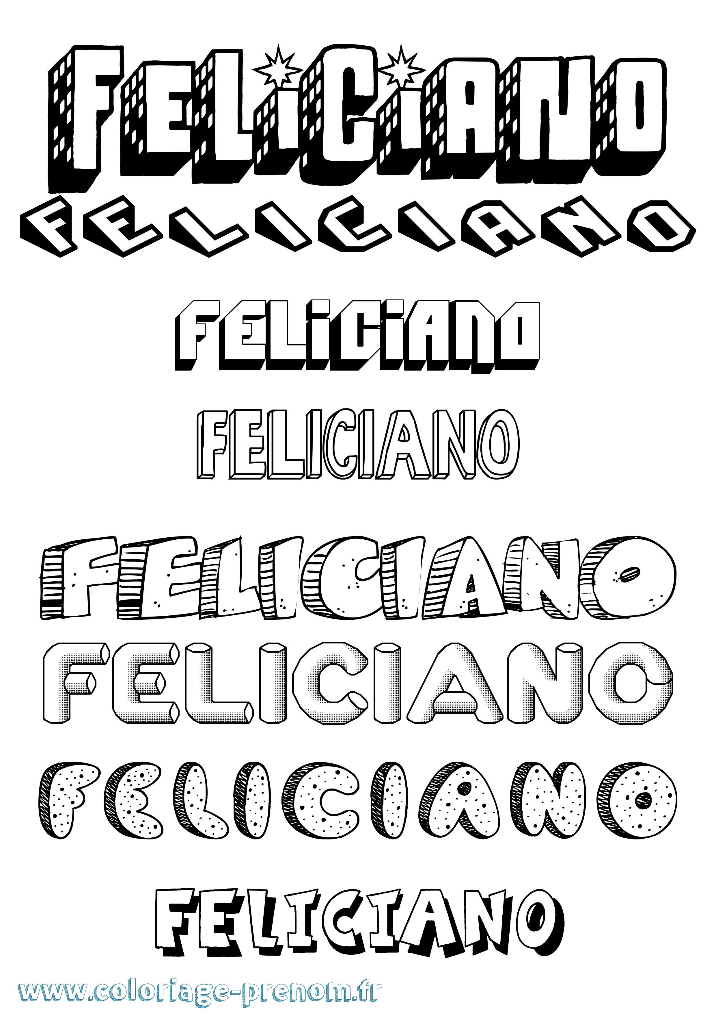 Coloriage Feliciano Effet 3D Coloriage prénom Feliciano Effet 3D