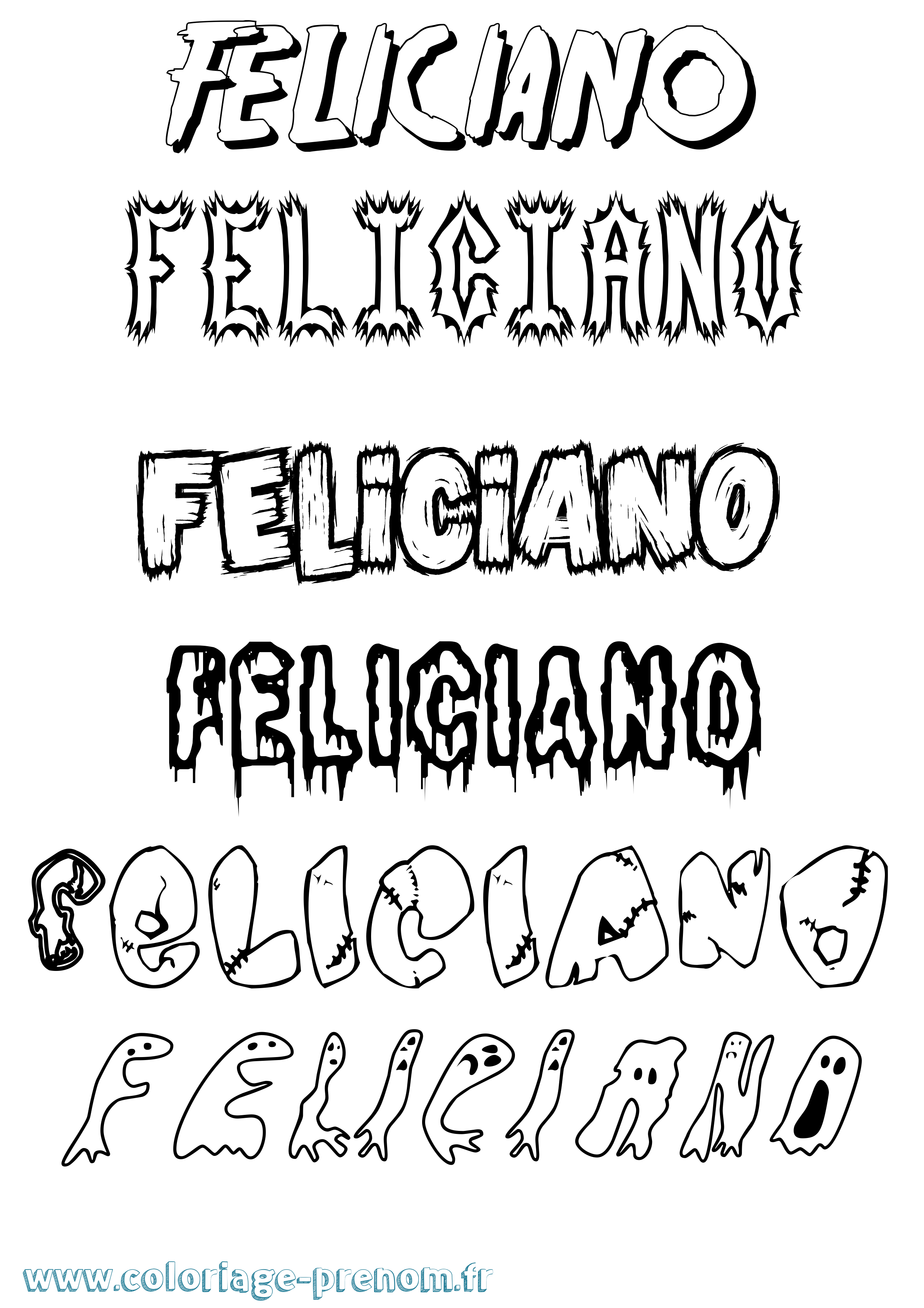 Coloriage Feliciano Frisson Coloriage prénom Feliciano Frisson