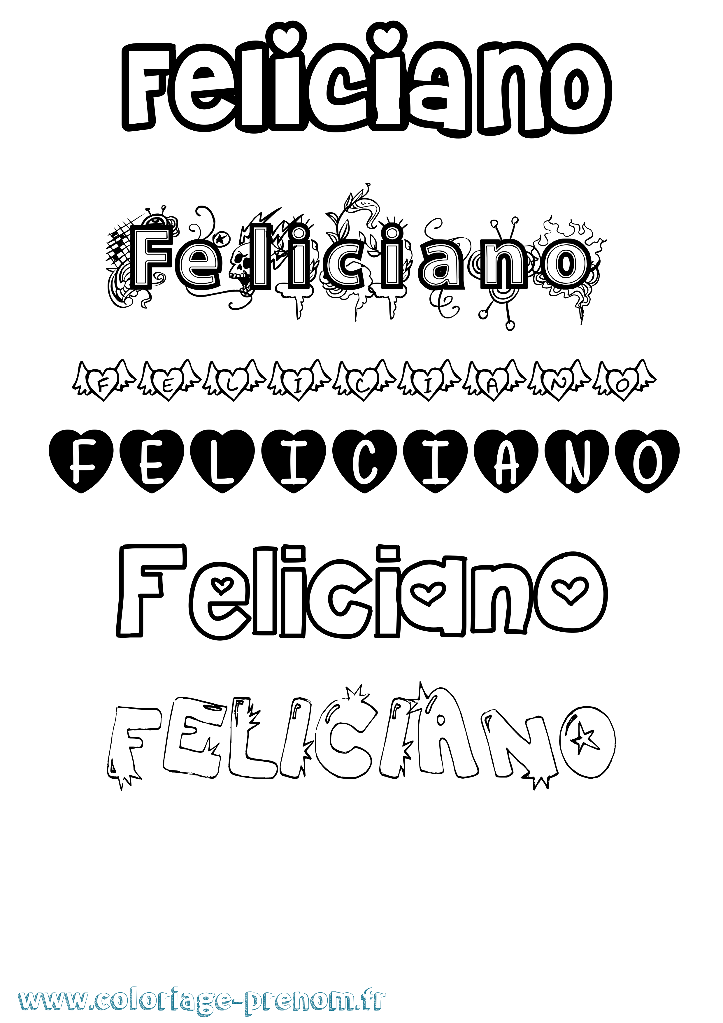 Coloriage Feliciano Girly Coloriage prénom Feliciano Girly