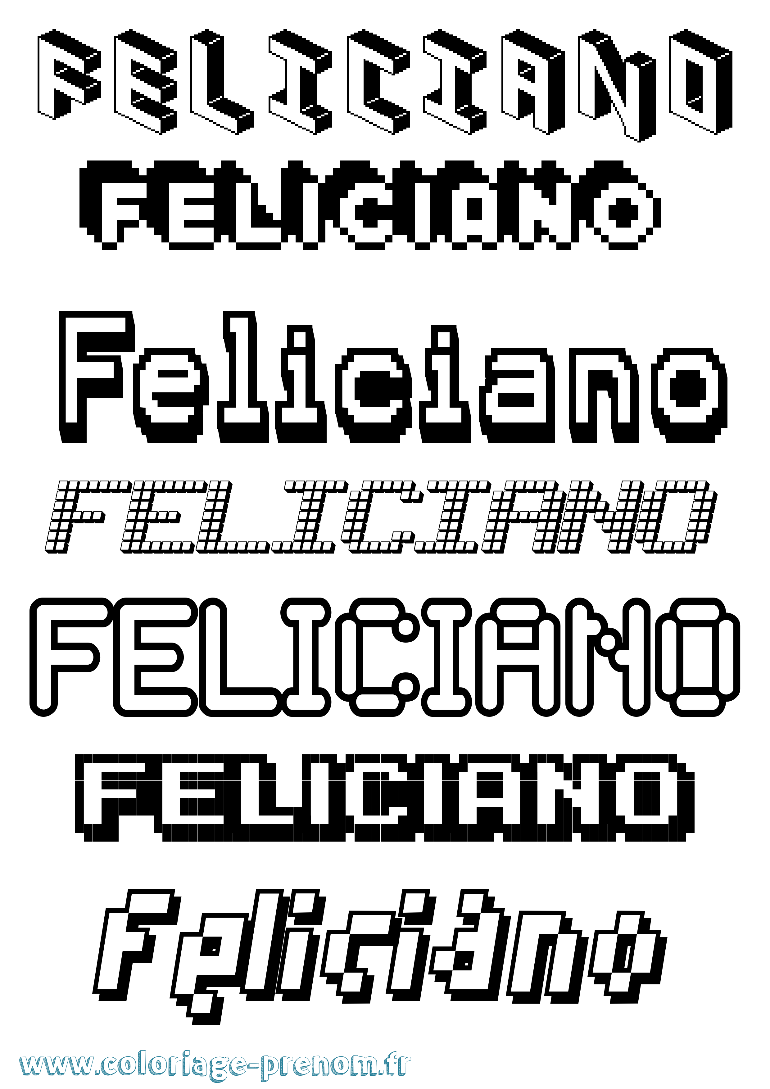 Coloriage Feliciano Pixel Coloriage prénom Feliciano Pixel