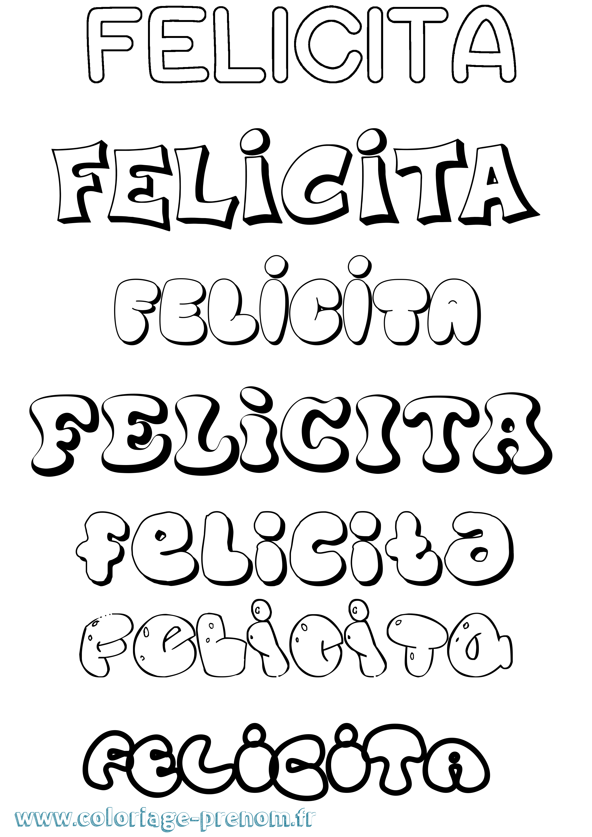 Coloriage Felìcita Bubble Coloriage prénom Felìcita Bubble