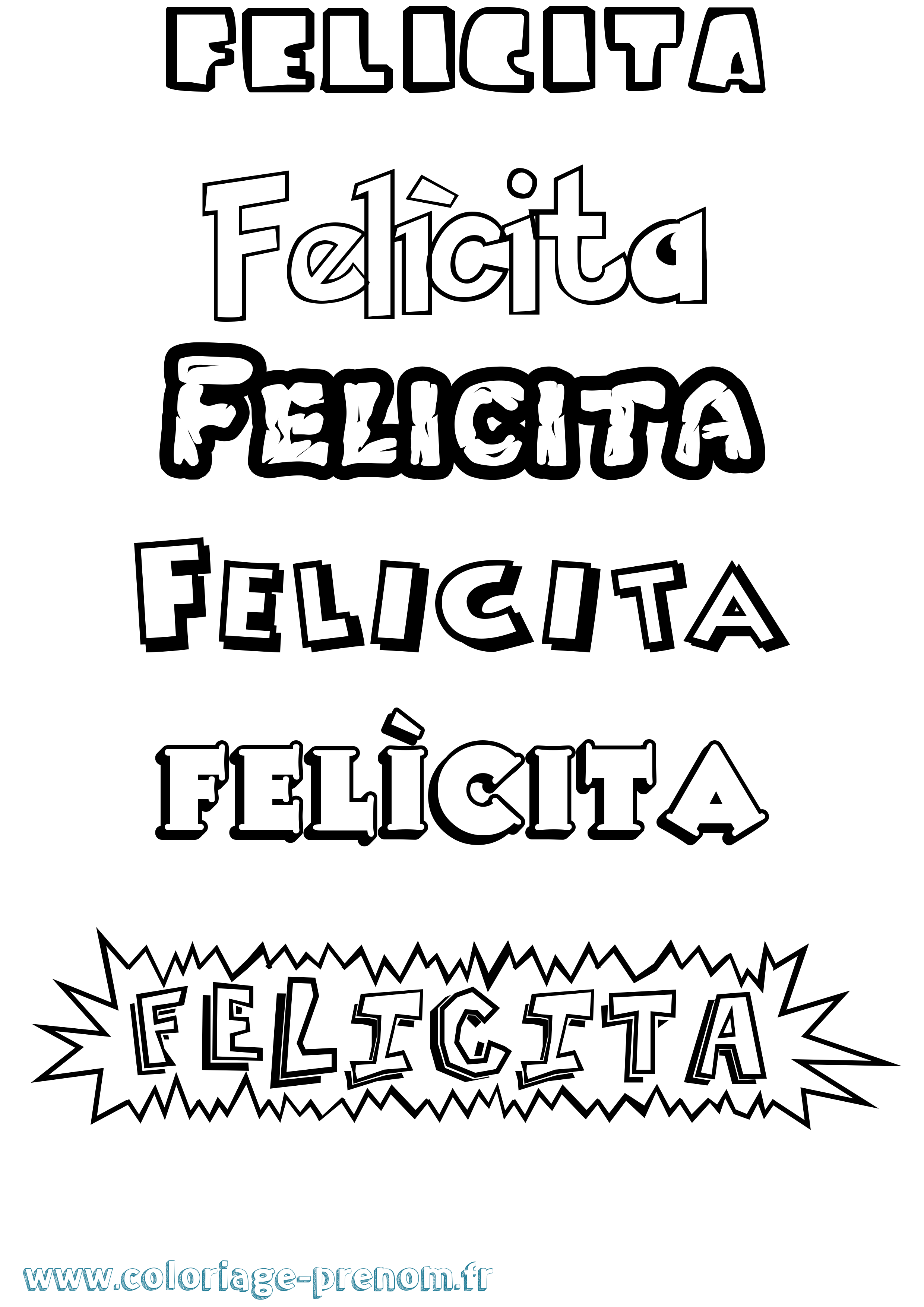 Coloriage Felìcita Dessin Animé Coloriage prénom Felìcita Dessin Animé