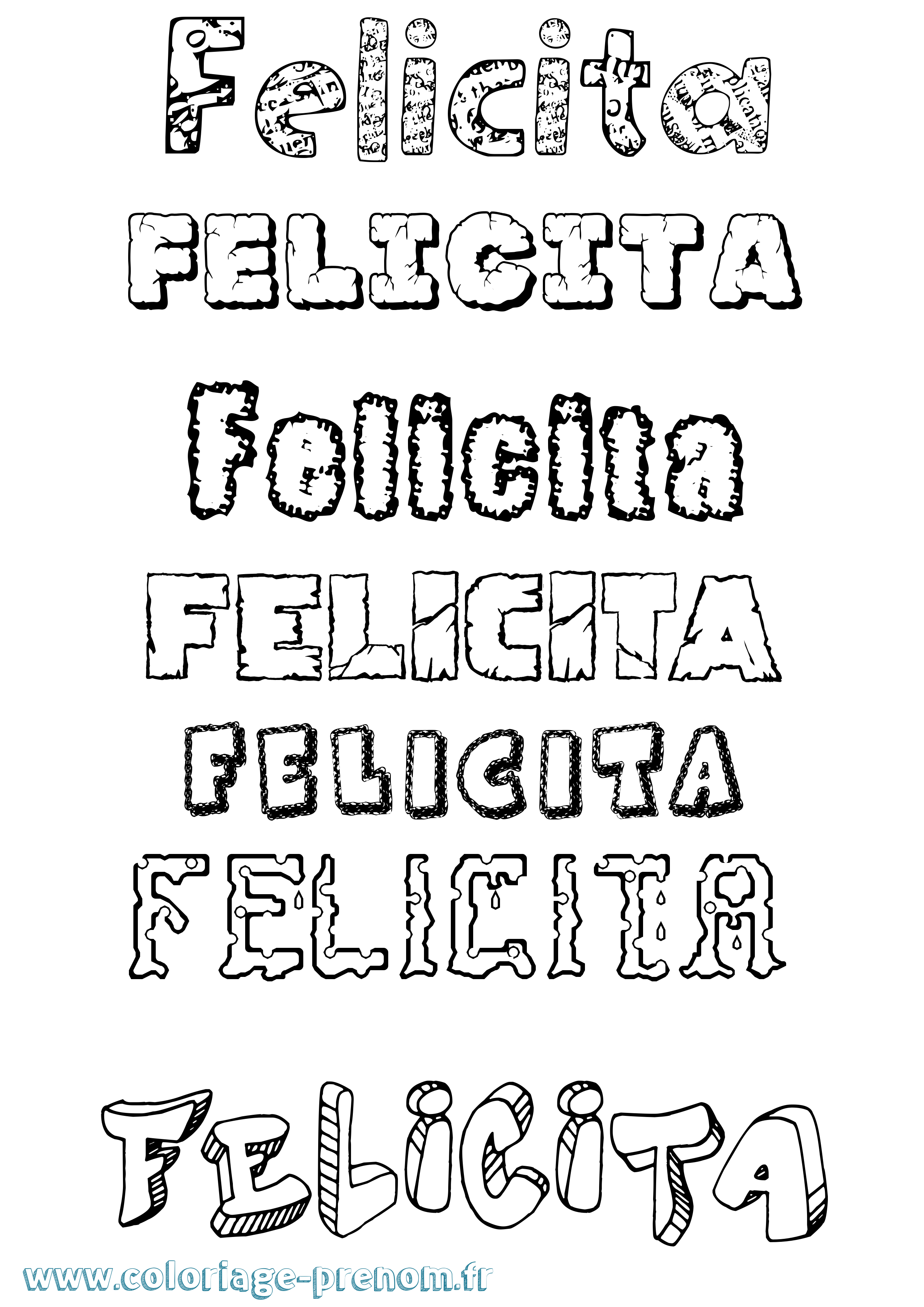 Coloriage Felìcita Destructuré Coloriage prénom Felìcita Destructuré