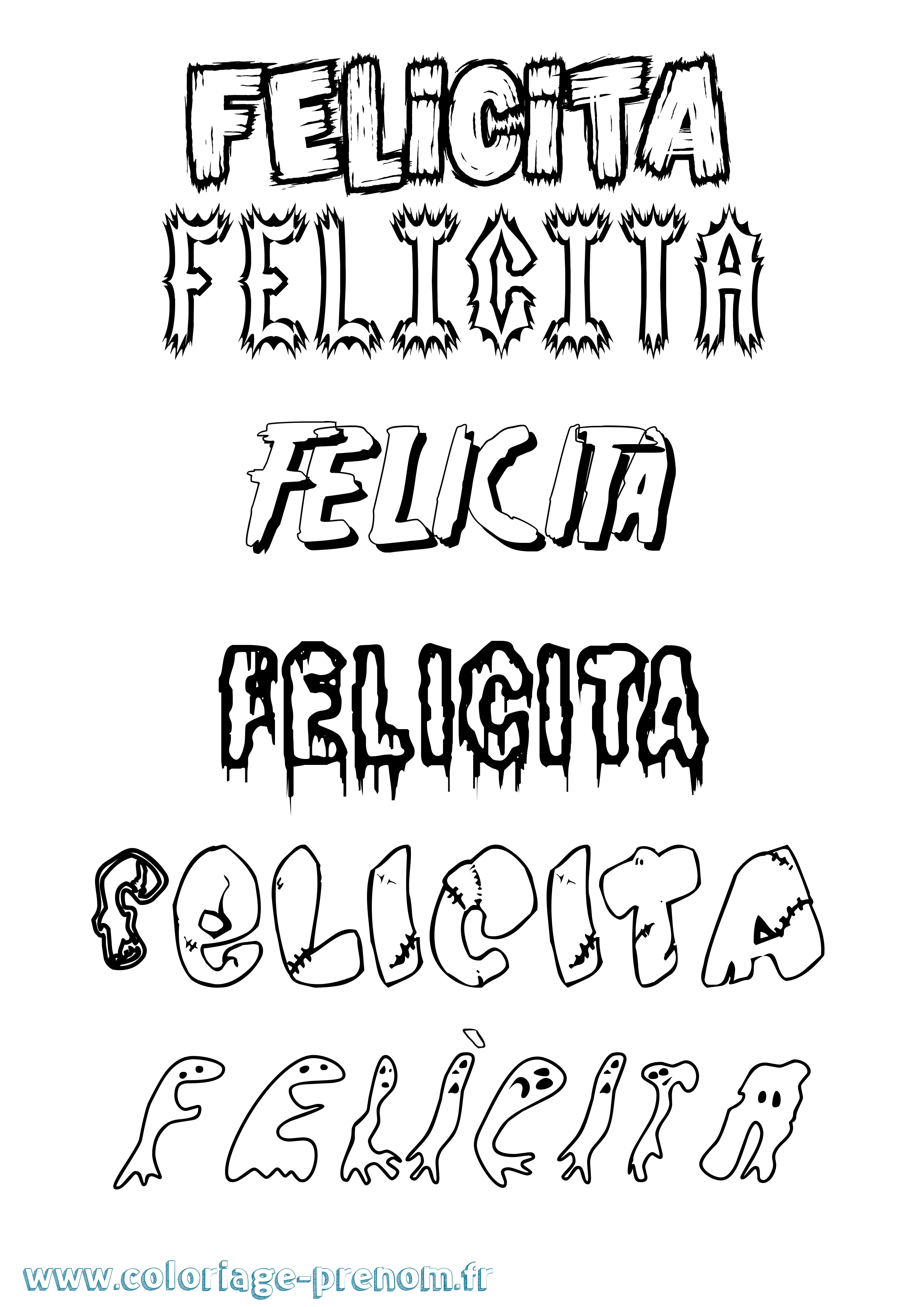 Coloriage Felìcita Frisson Coloriage prénom Felìcita Frisson