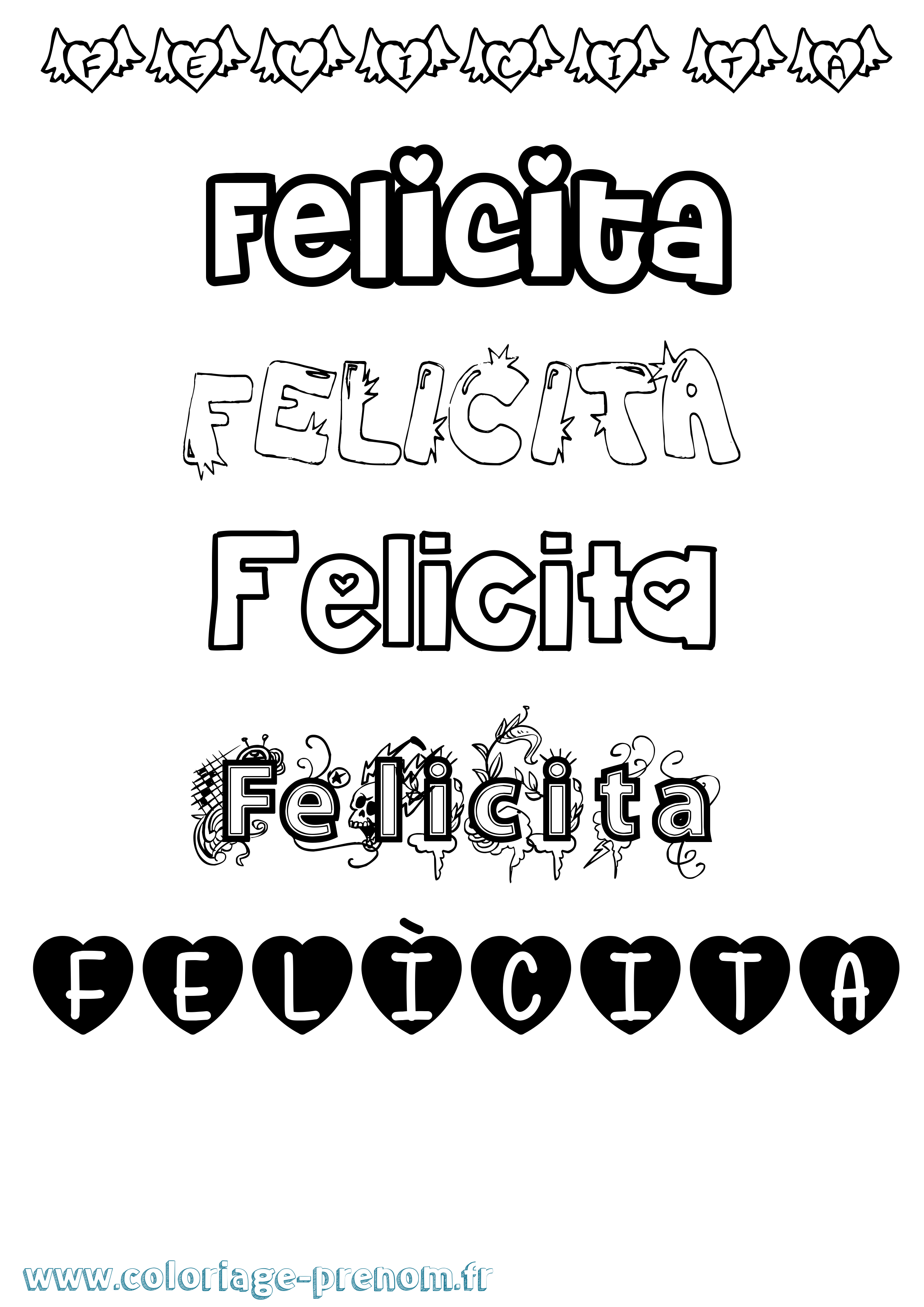 Coloriage Felìcita Girly Coloriage prénom Felìcita Girly