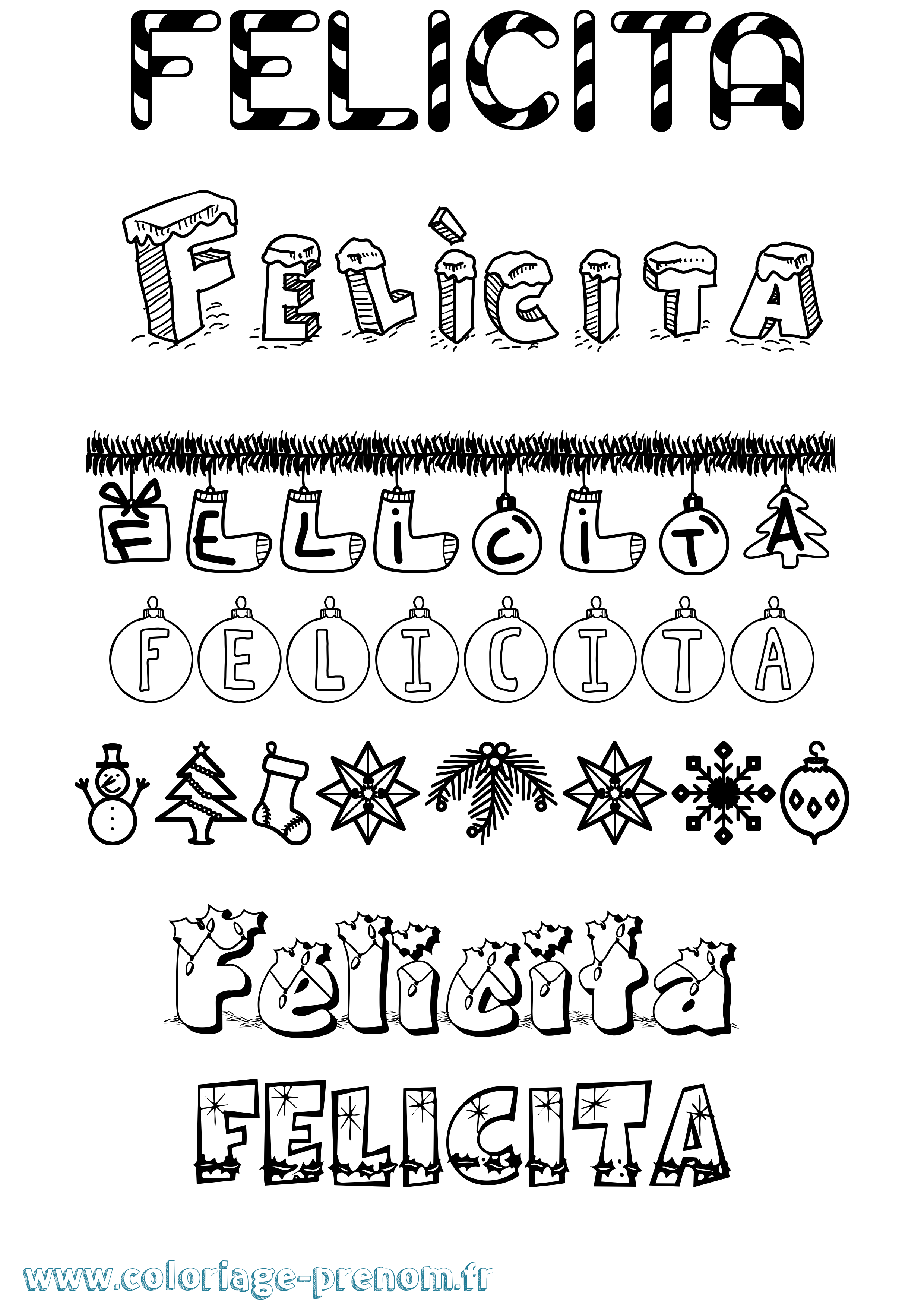 Coloriage Felìcita Noël Coloriage prénom Felìcita Noël