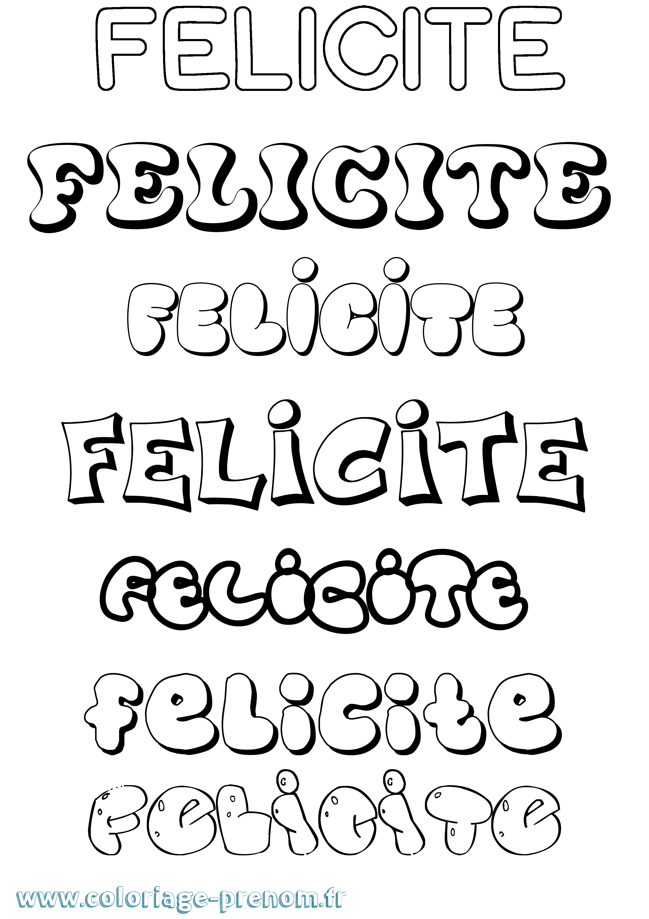 Coloriage Felicite Bubble Coloriage prénom Felicite Bubble