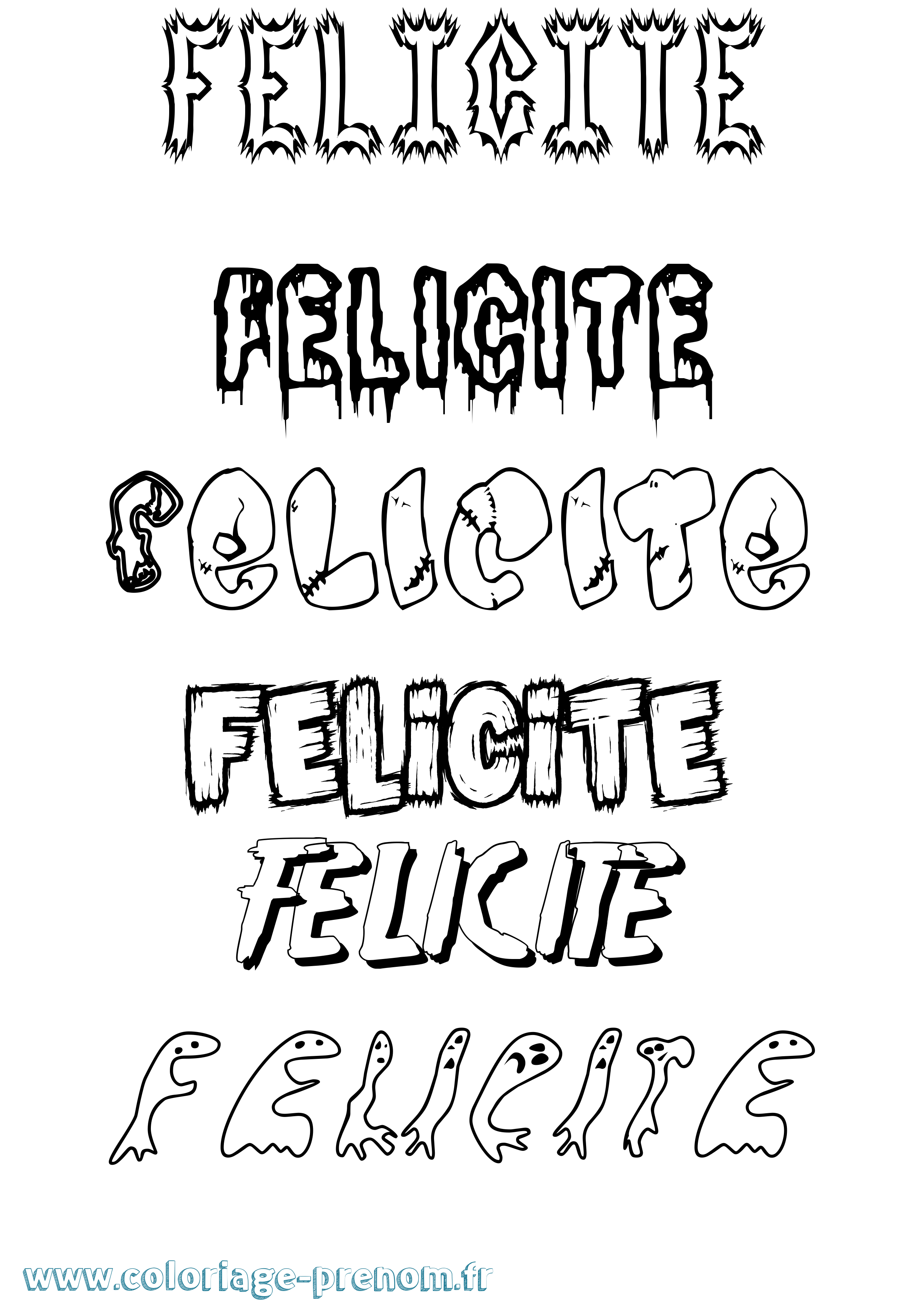 Coloriage Felicite Frisson Coloriage prénom Felicite Frisson