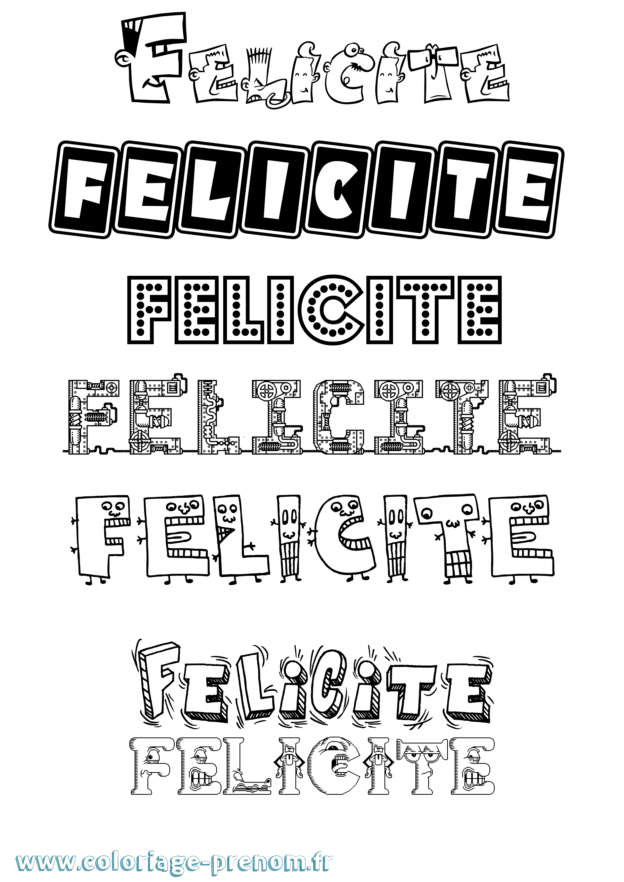 Coloriage Felicite Fun Coloriage prénom Felicite Fun