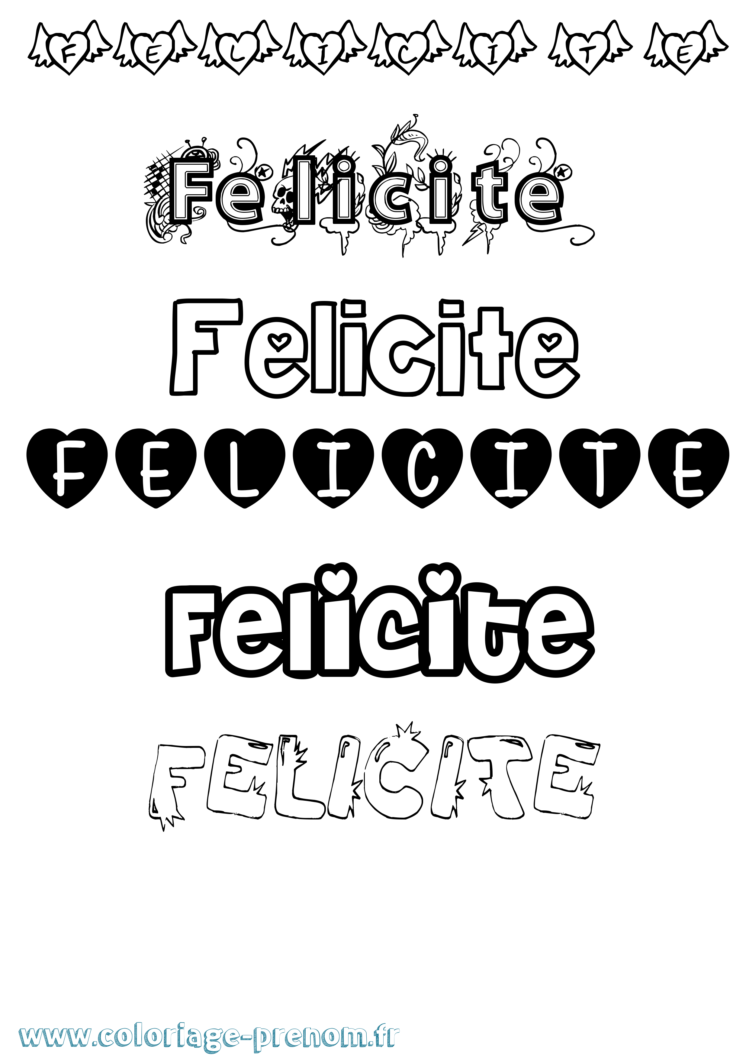 Coloriage Felicite Girly Coloriage prénom Felicite Girly