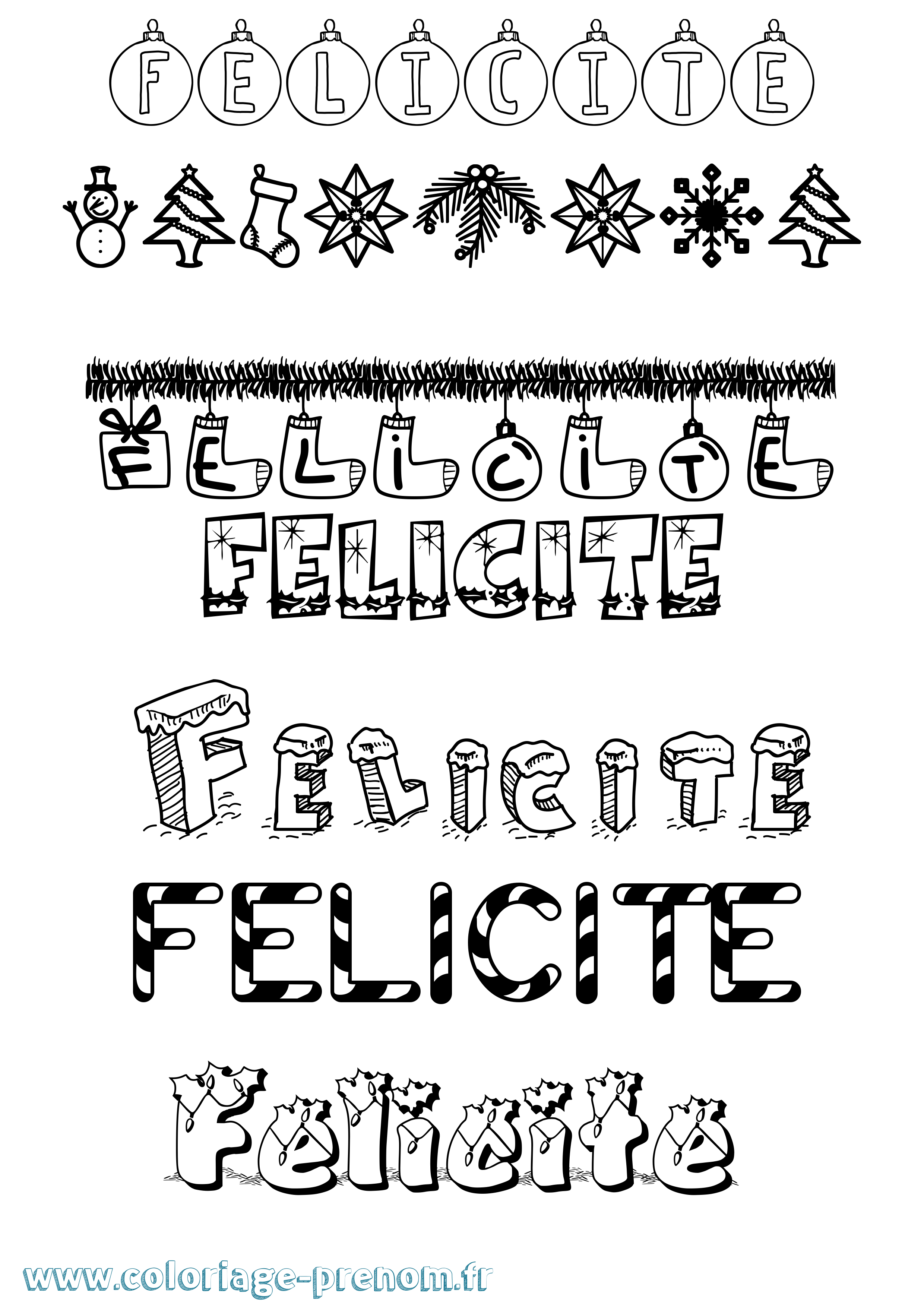 Coloriage Felicite Noël Coloriage prénom Felicite Noël