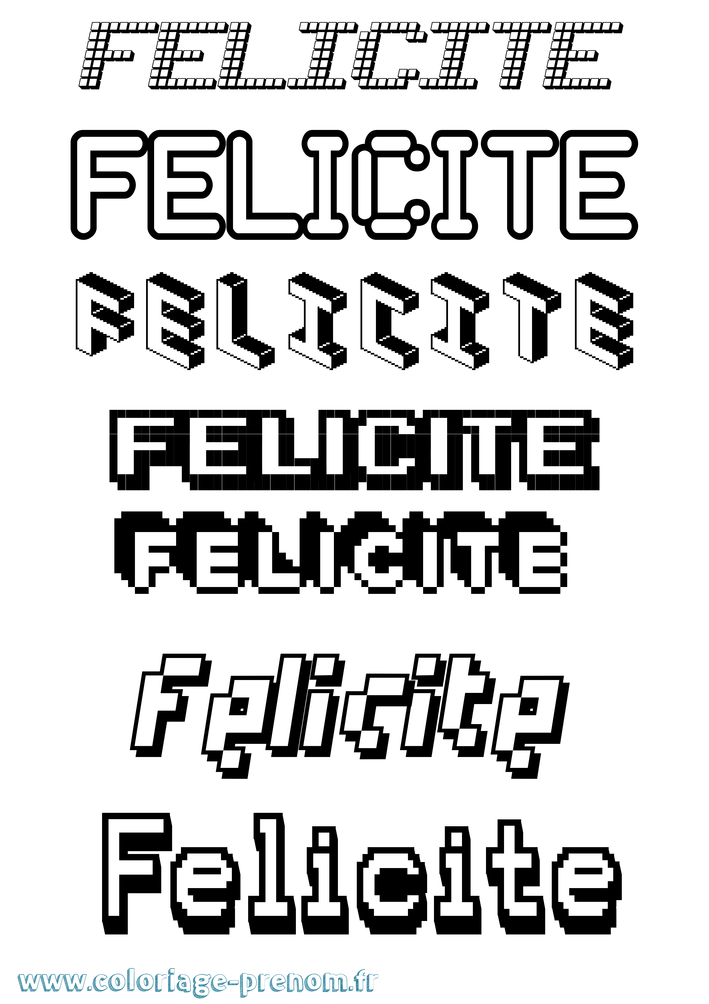 Coloriage Felicite Pixel Coloriage prénom Felicite Pixel