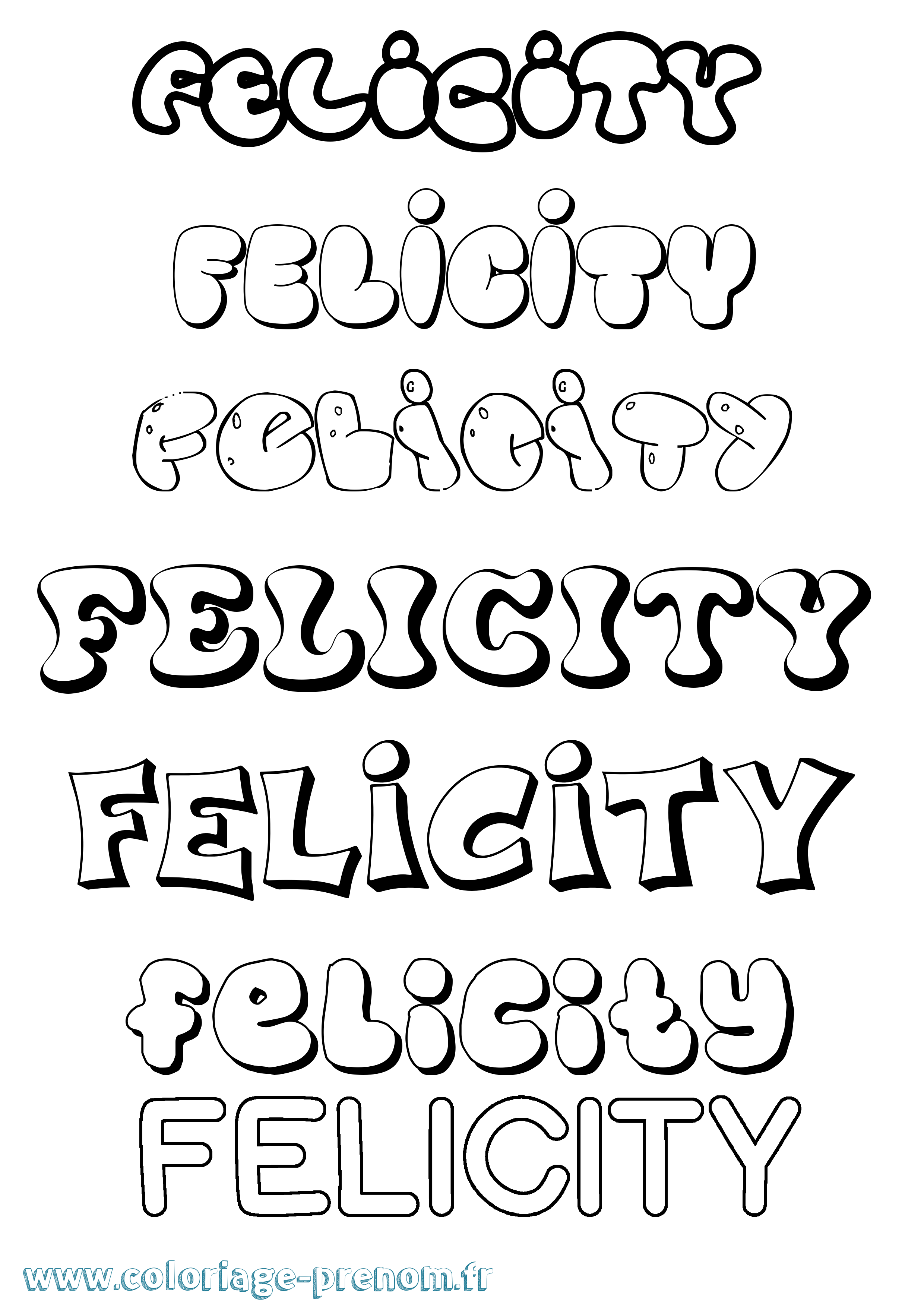 Coloriage Felicity Bubble Coloriage prénom Felicity Bubble