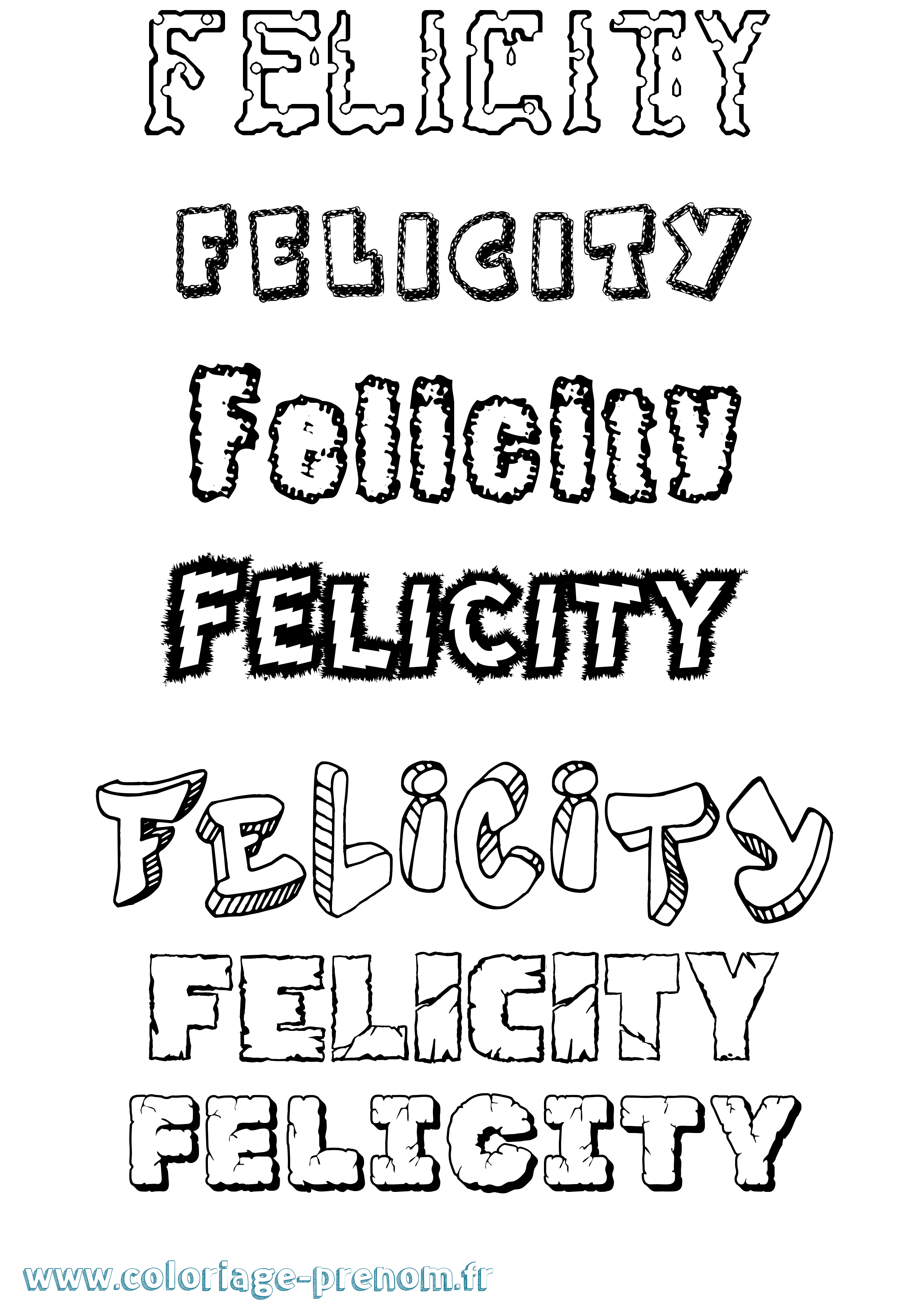 Coloriage Felicity Destructuré Coloriage prénom Felicity Destructuré