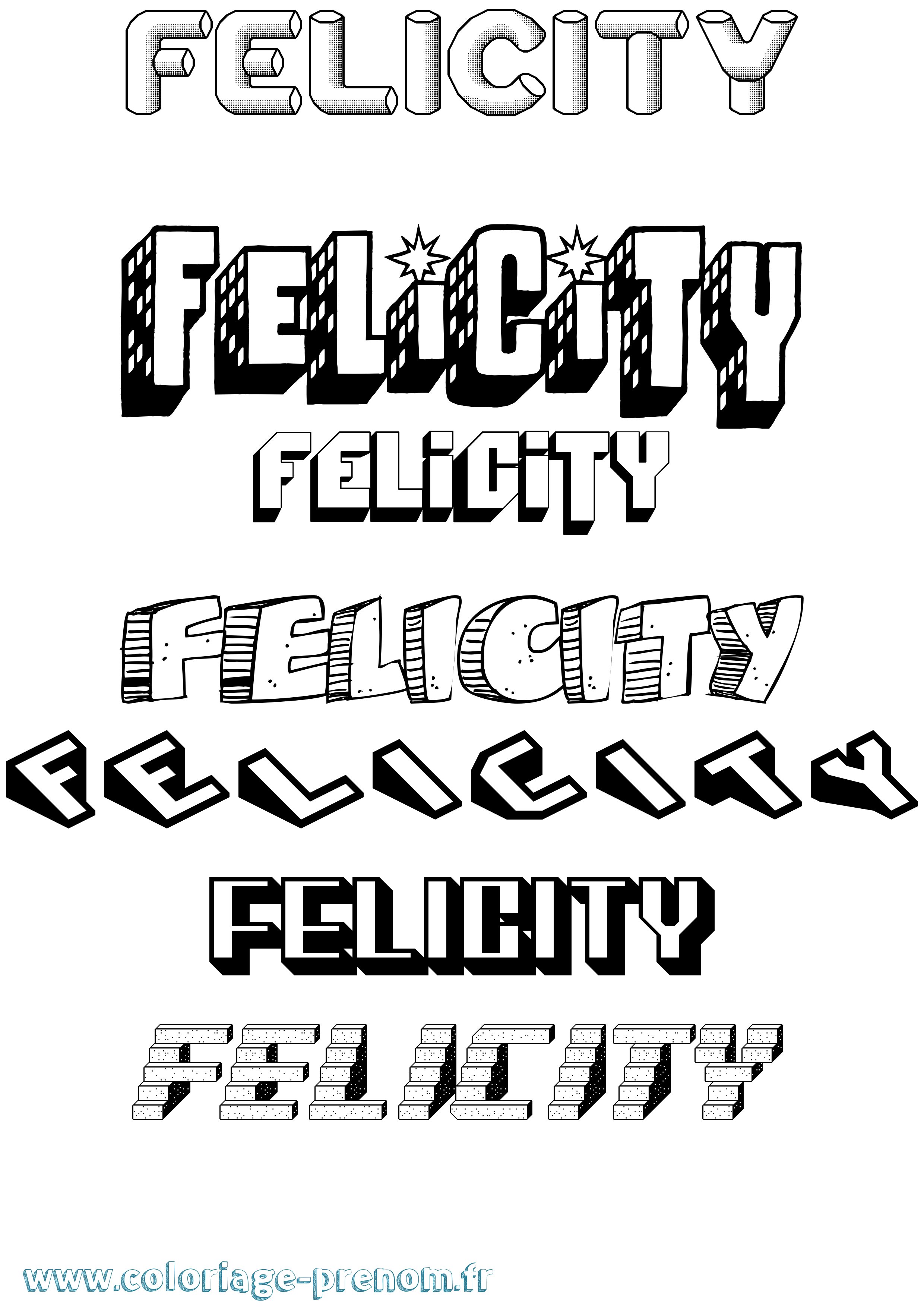 Coloriage Felicity Effet 3D Coloriage prénom Felicity Effet 3D