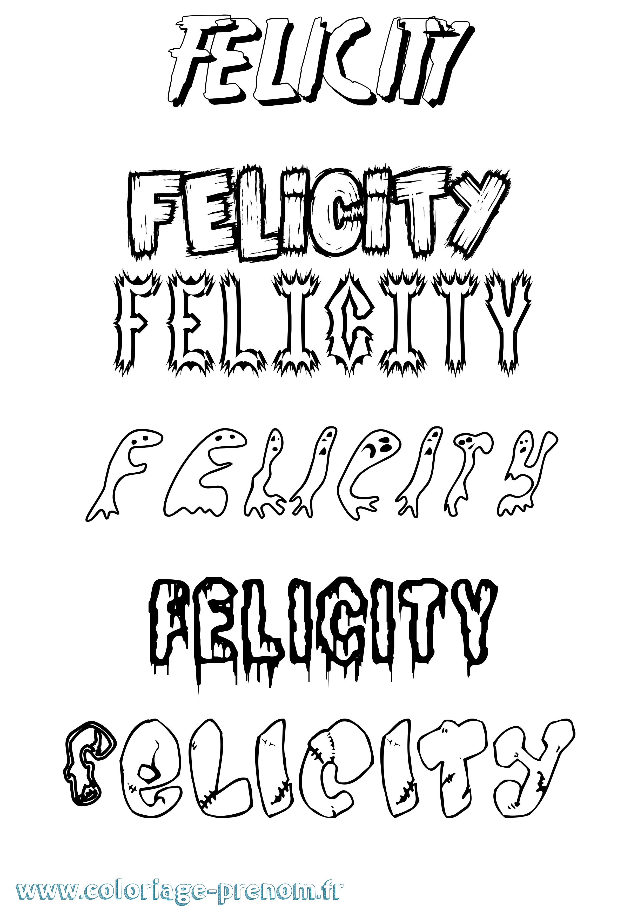 Coloriage Felicity Frisson Coloriage prénom Felicity Frisson