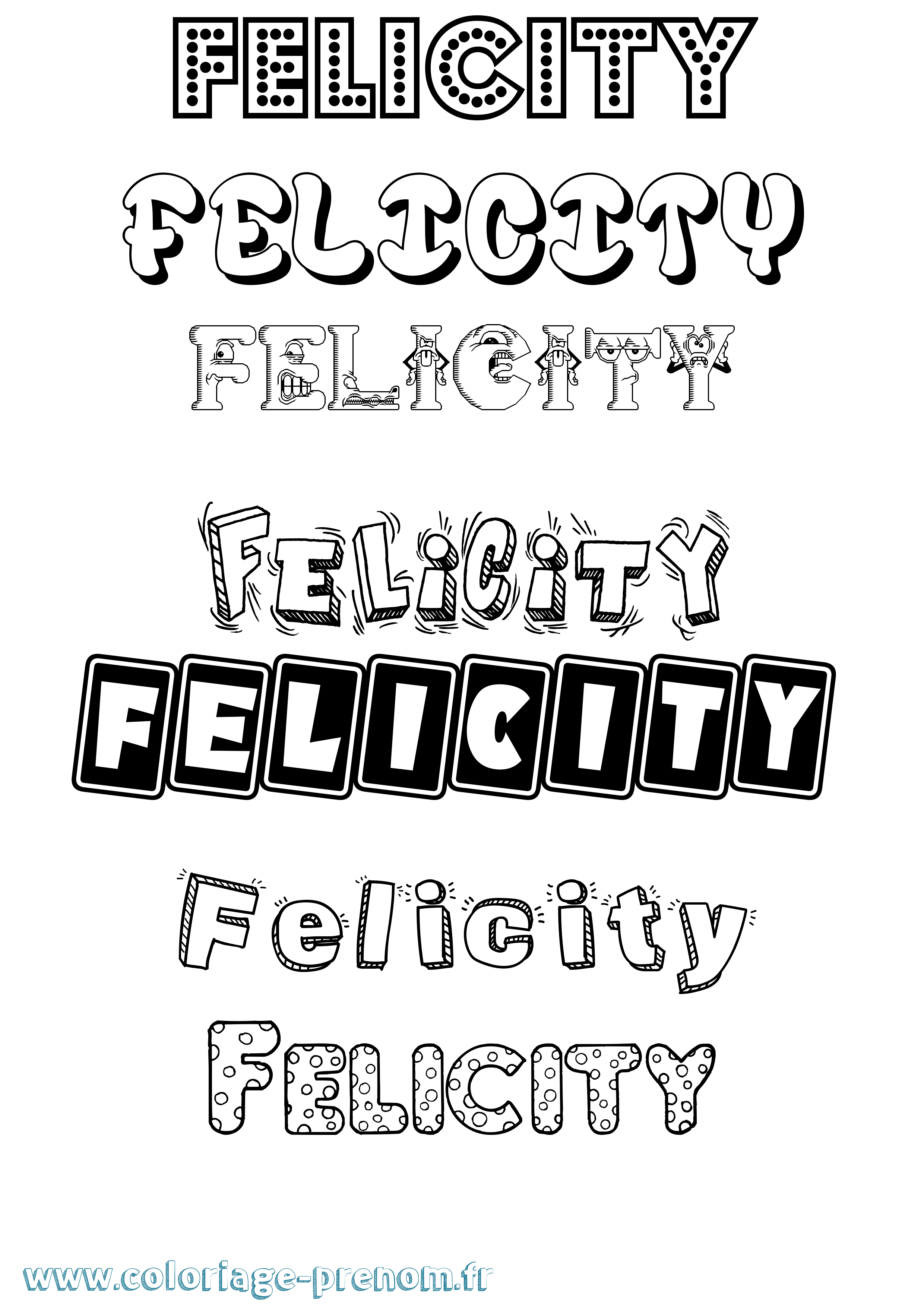 Coloriage Felicity Fun Coloriage prénom Felicity Fun