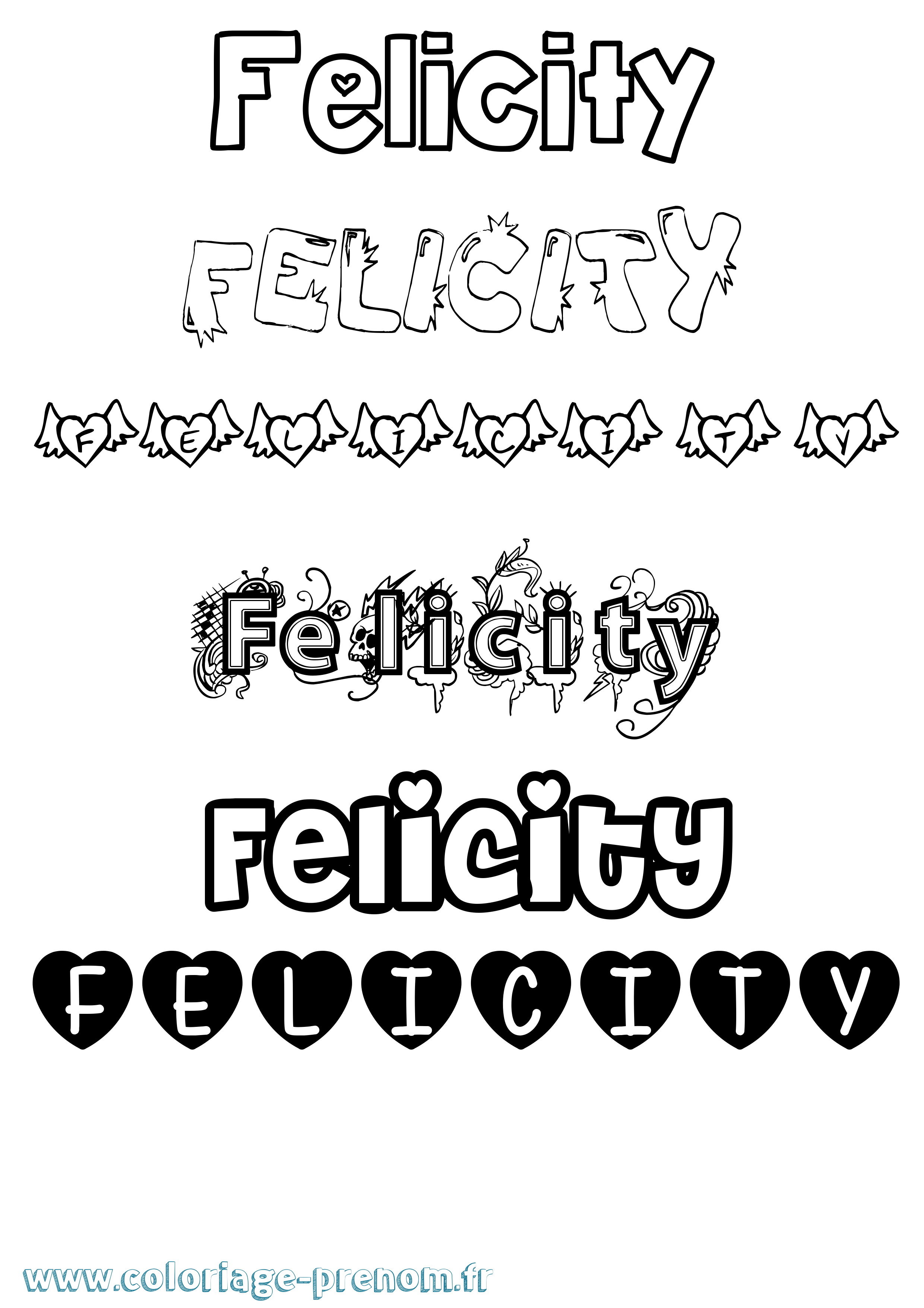 Coloriage Felicity Girly Coloriage prénom Felicity Girly