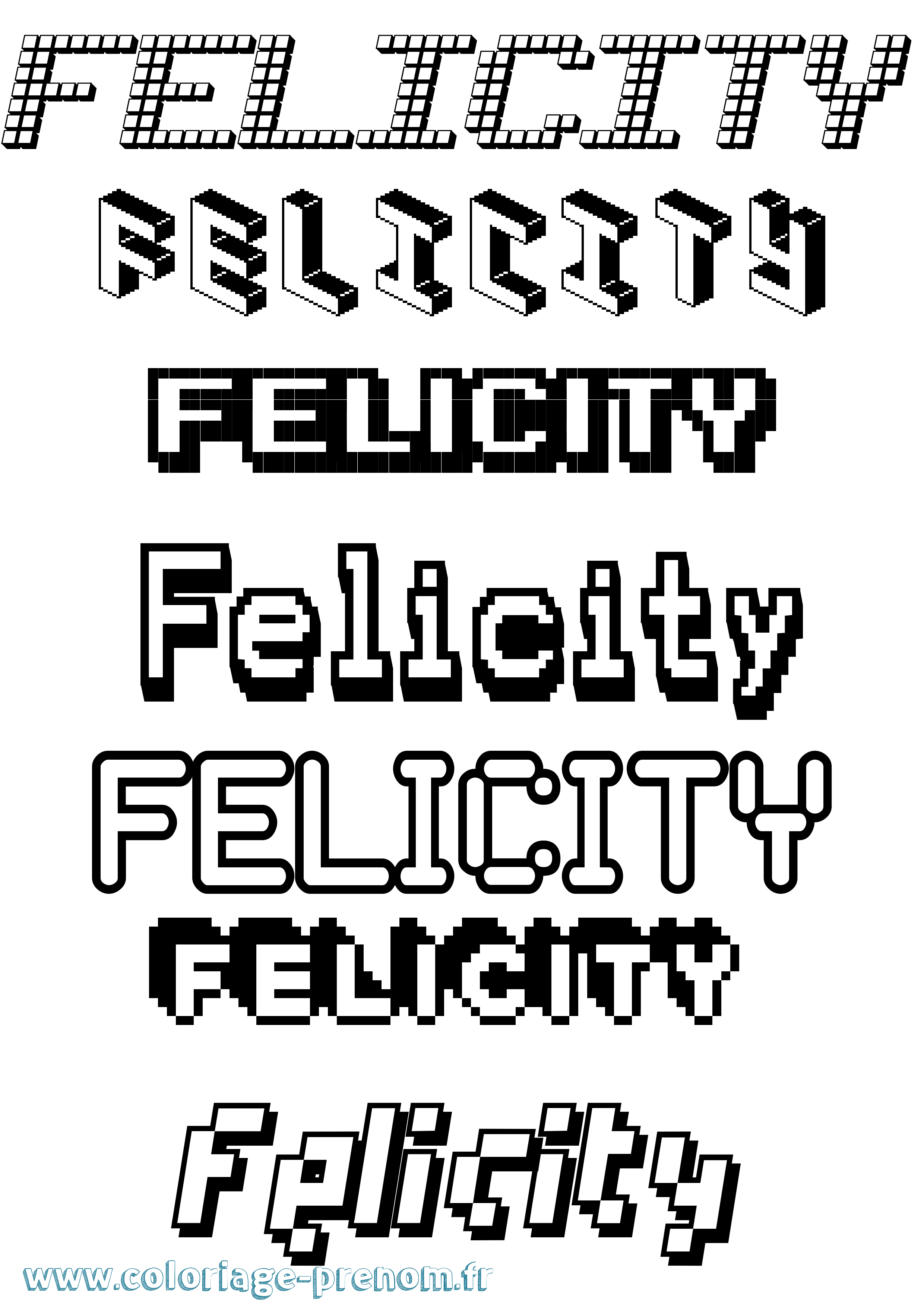 Coloriage Felicity Pixel Coloriage prénom Felicity Pixel