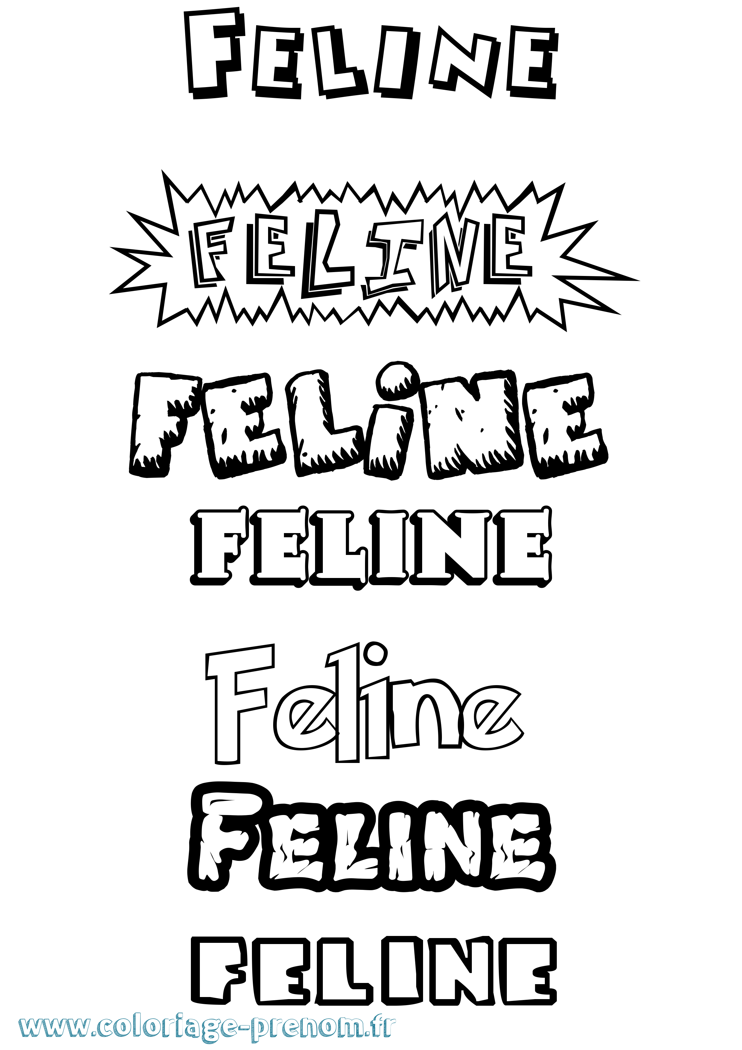 Coloriage Feline Dessin Animé Coloriage prénom Feline Dessin Animé