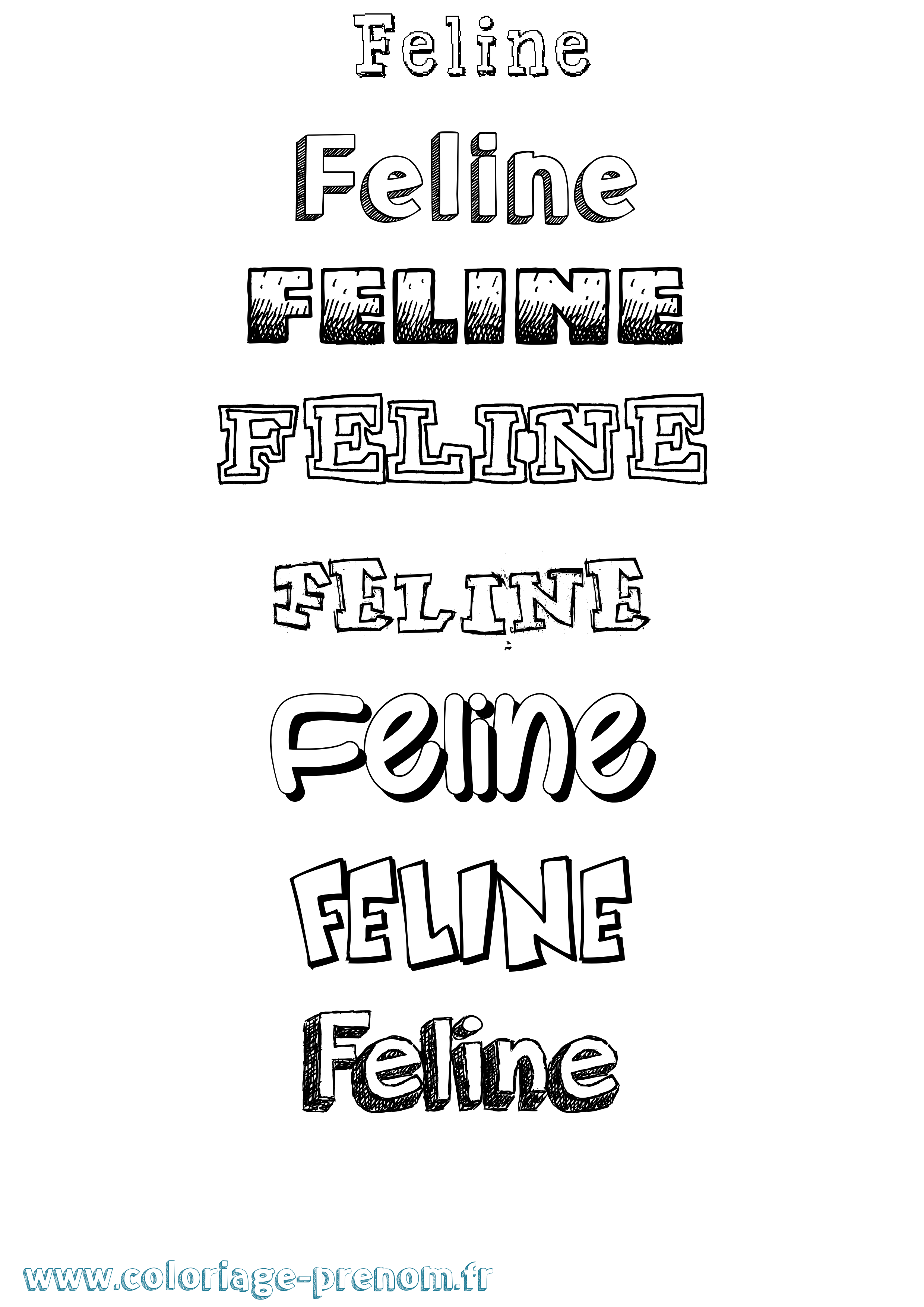 Coloriage Feline Dessiné Coloriage prénom Feline Dessiné