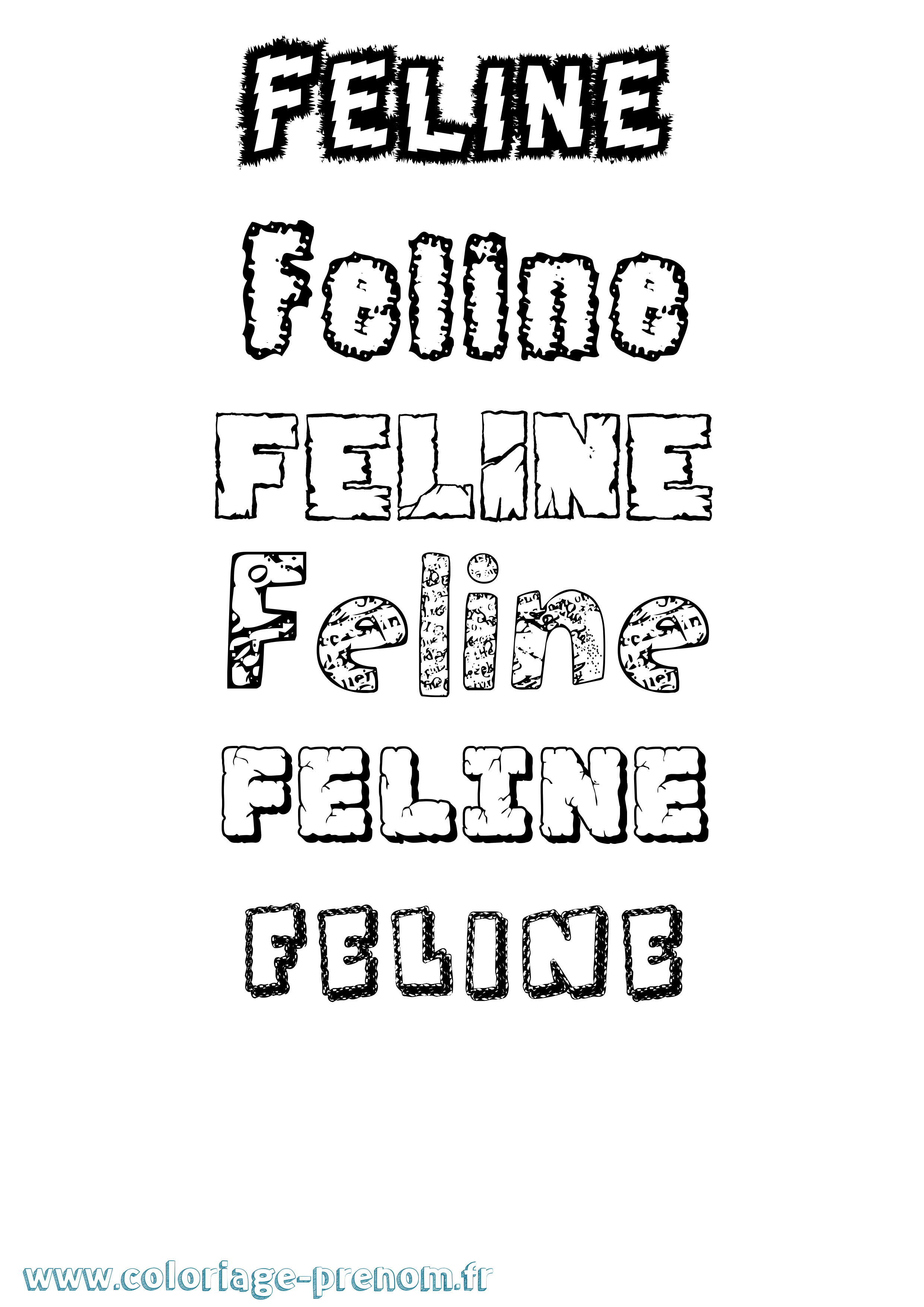 Coloriage Feline Destructuré Coloriage prénom Feline Destructuré