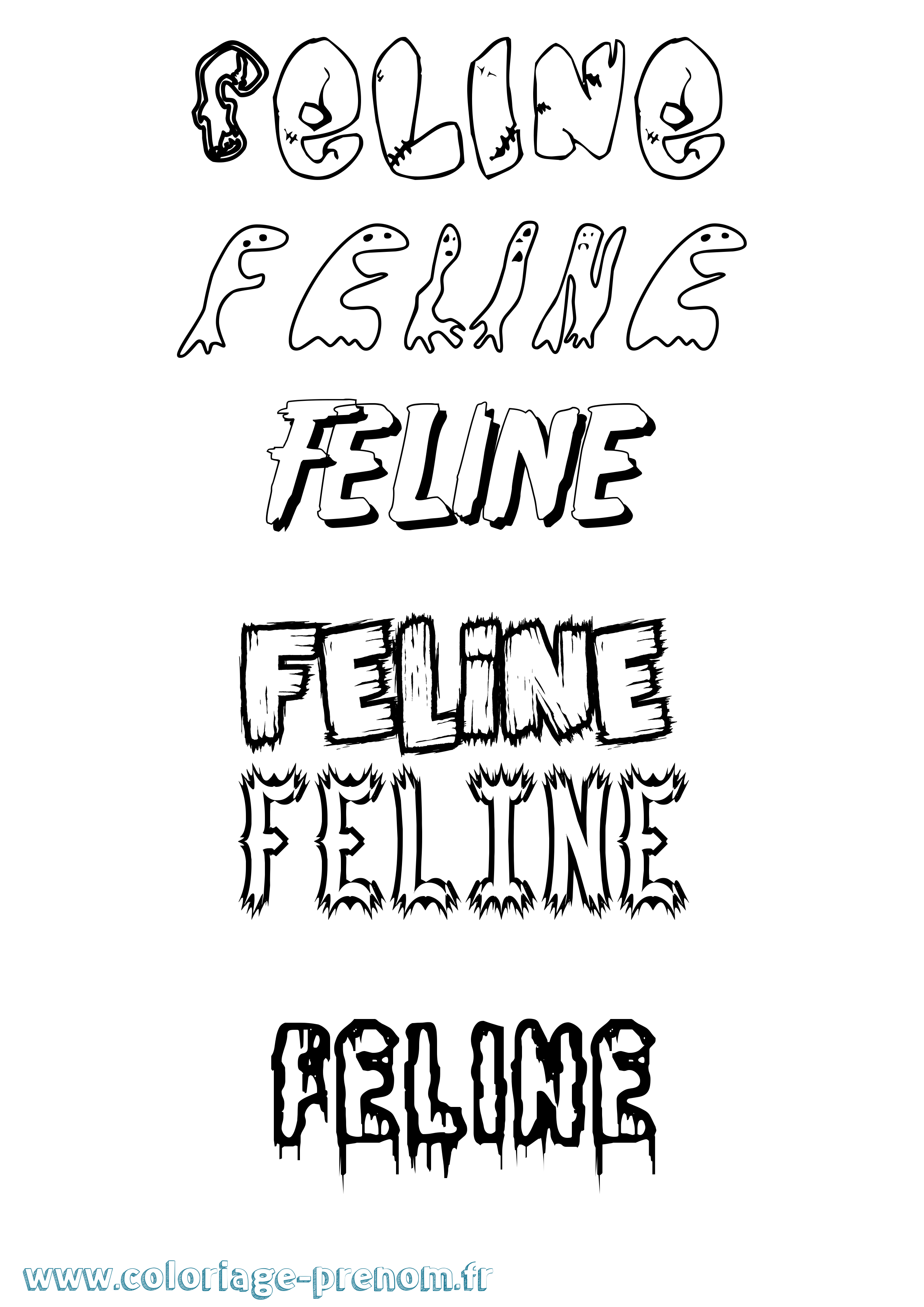 Coloriage Feline Frisson Coloriage prénom Feline Frisson