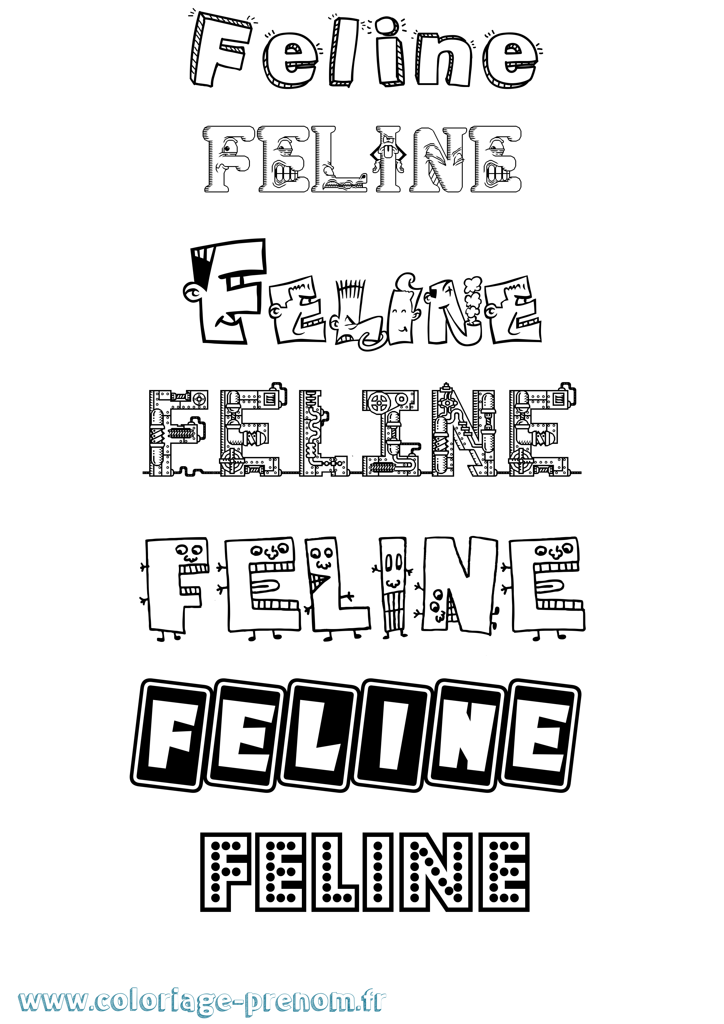 Coloriage Feline Fun Coloriage prénom Feline Fun