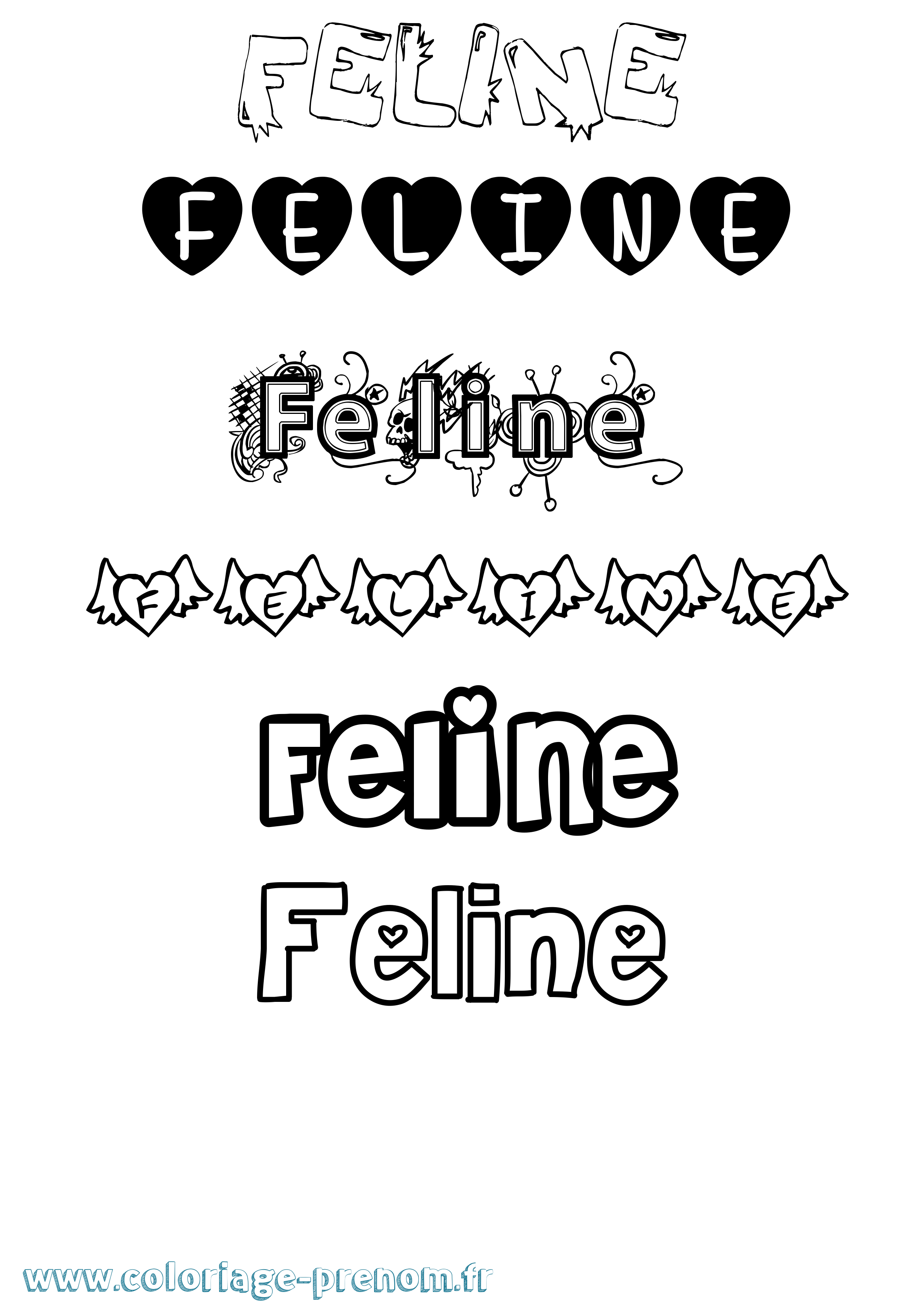 Coloriage Feline Girly Coloriage prénom Feline Girly