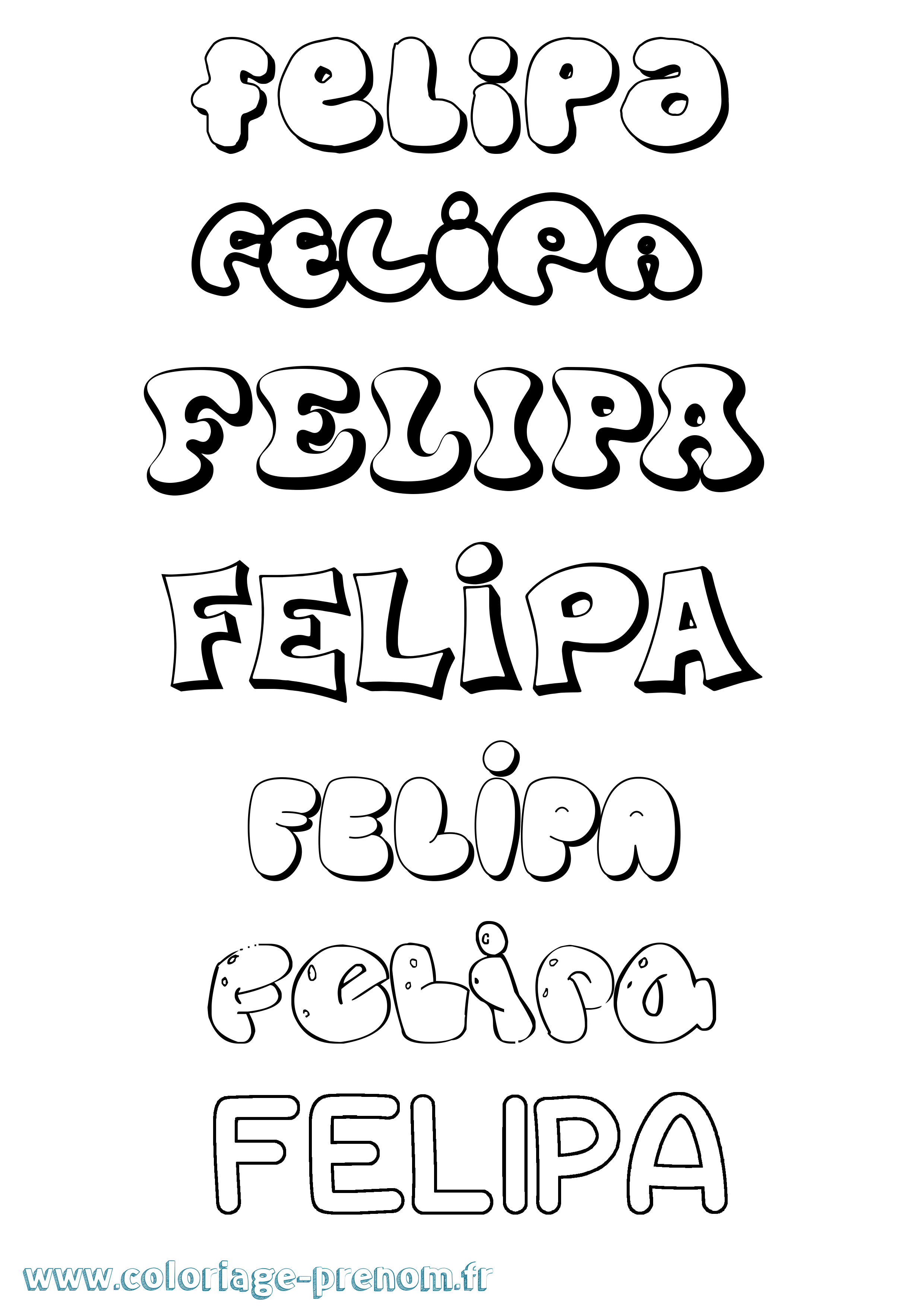 Coloriage Felipa Bubble Coloriage prénom Felipa Bubble