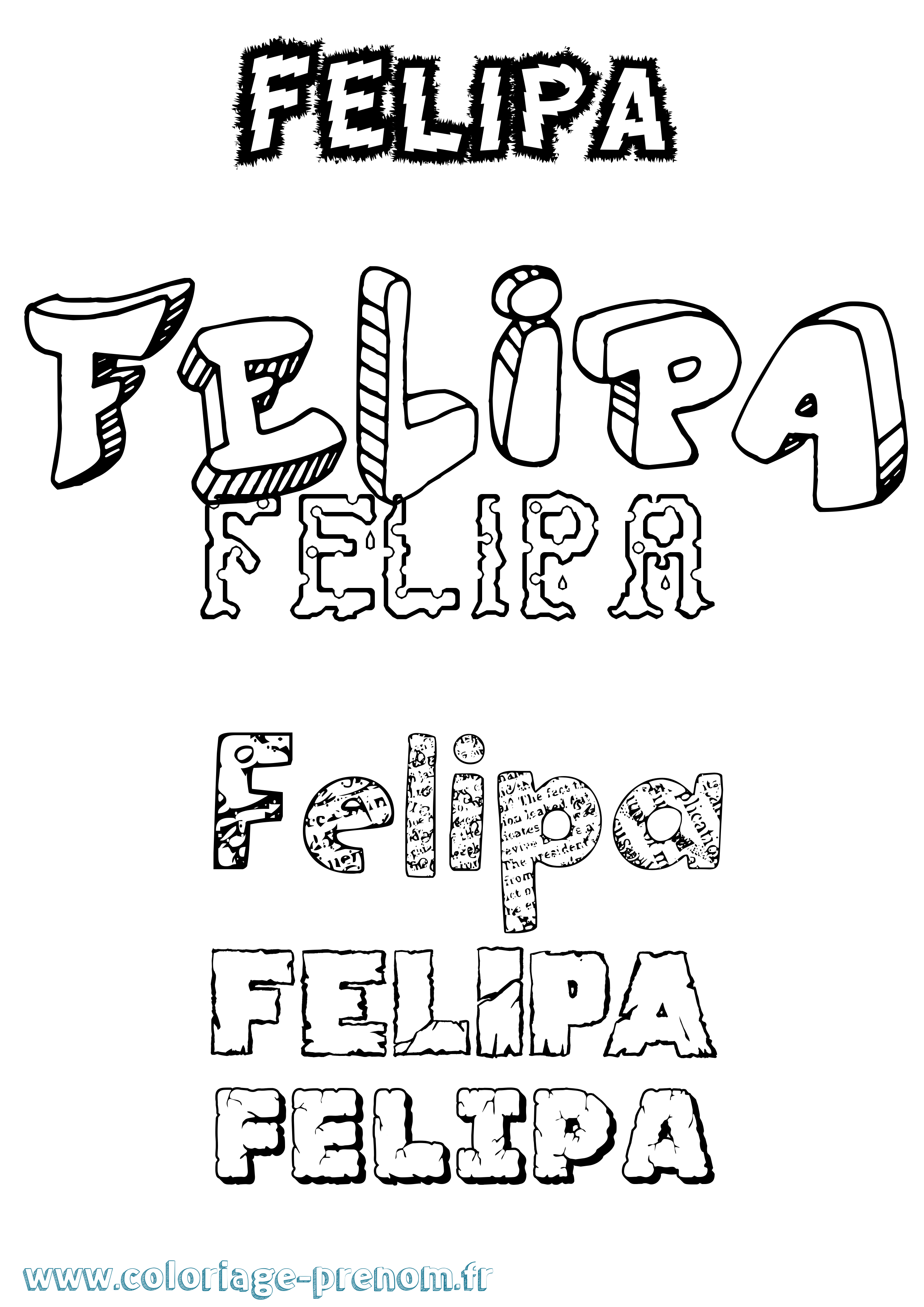 Coloriage Felipa Destructuré Coloriage prénom Felipa Destructuré