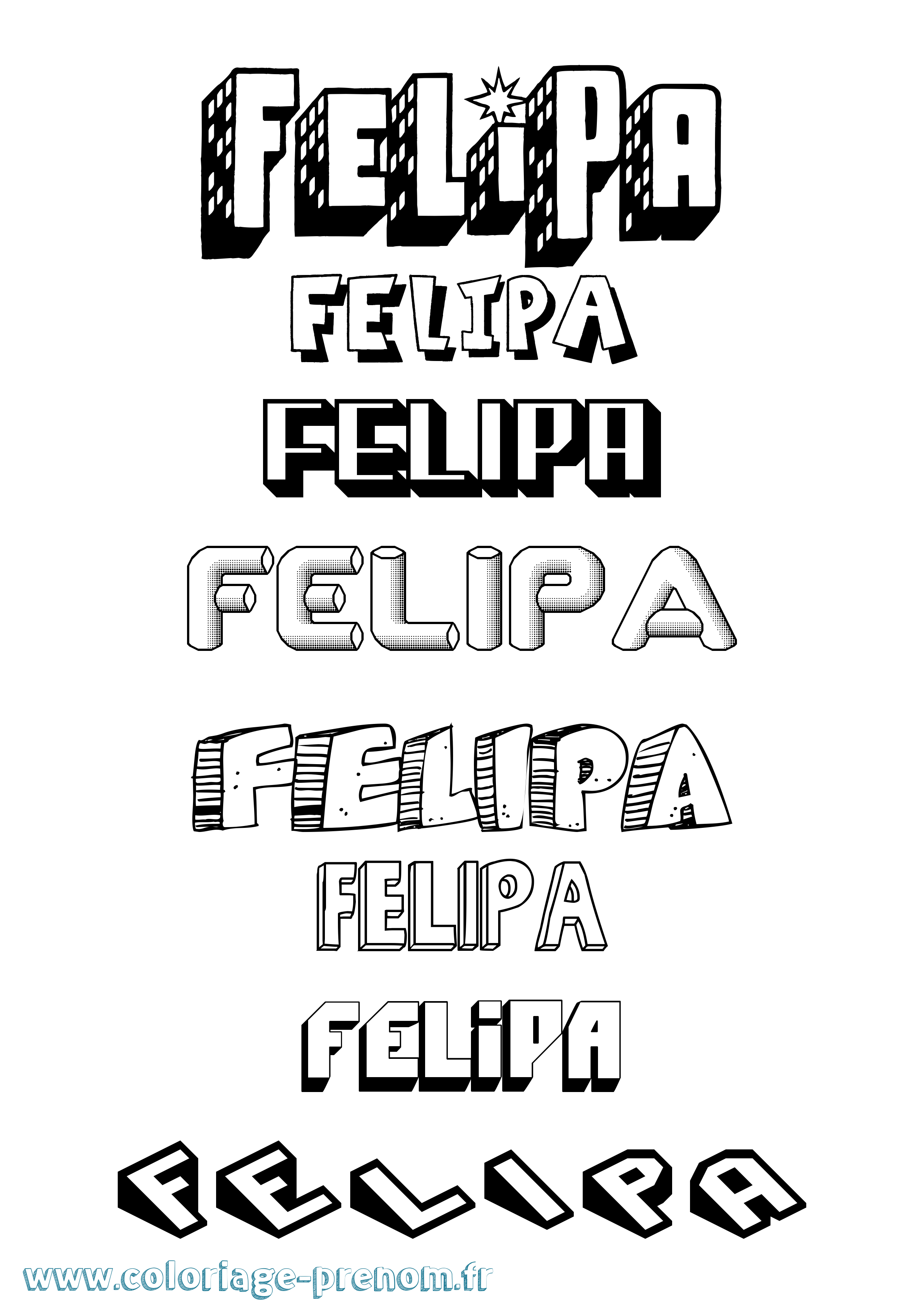 Coloriage Felipa Effet 3D Coloriage prénom Felipa Effet 3D