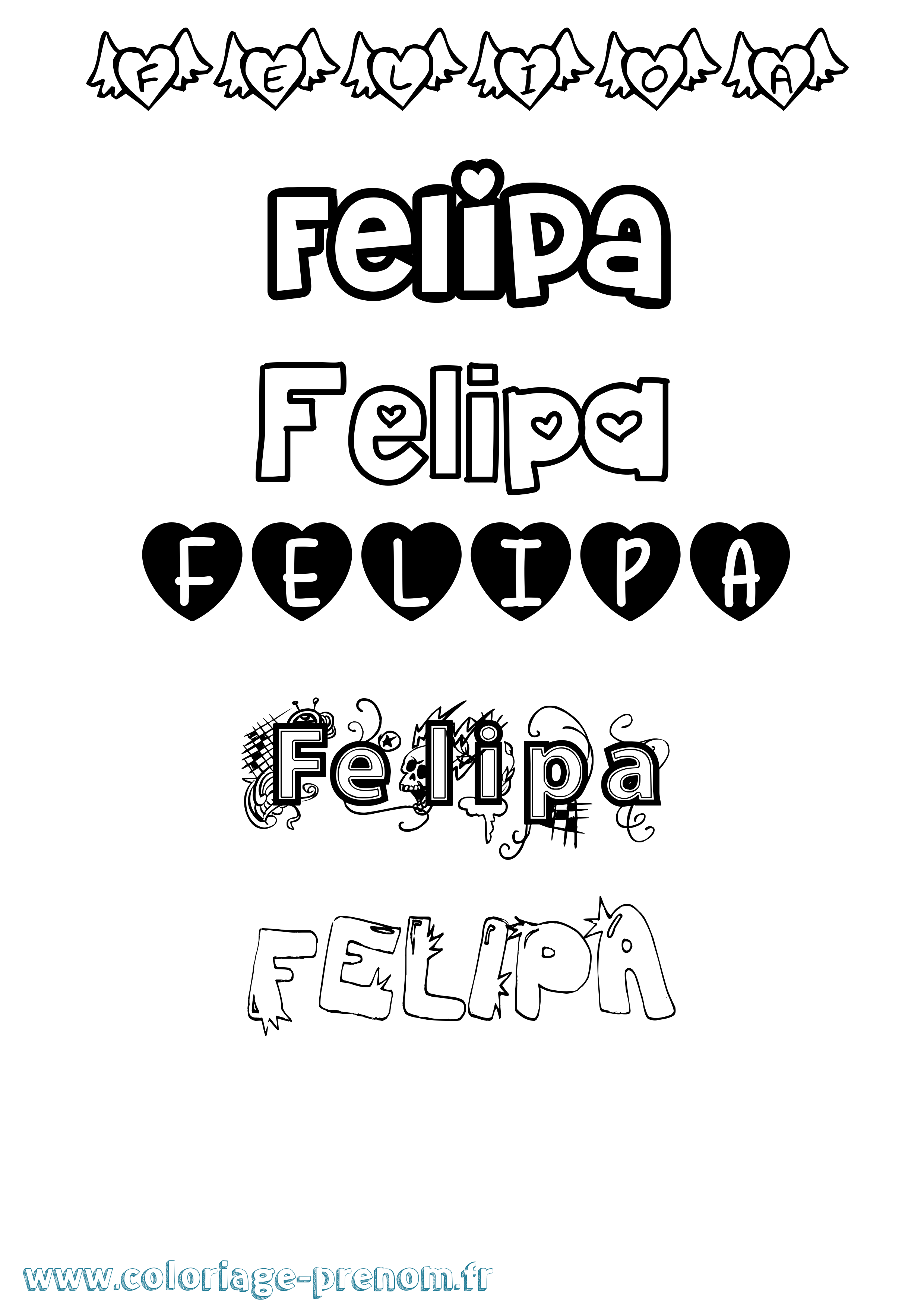 Coloriage Felipa Girly Coloriage prénom Felipa Girly