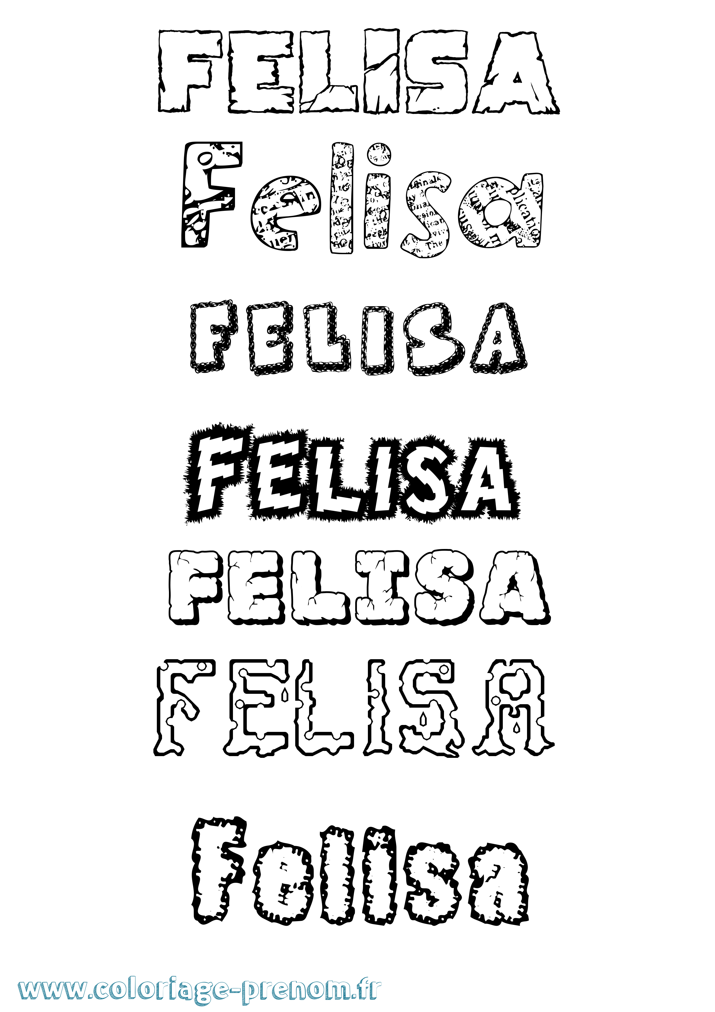 Coloriage Felisa Destructuré Coloriage prénom Felisa Destructuré