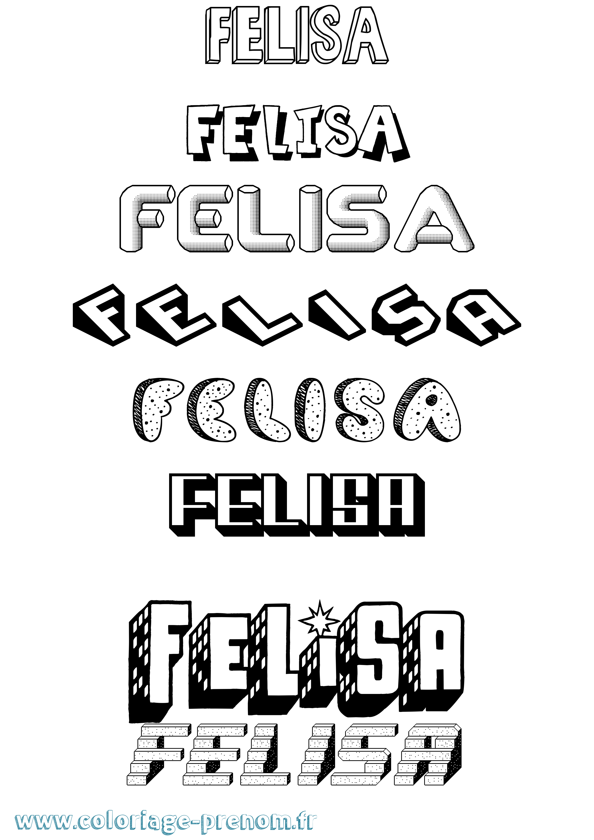 Coloriage Felisa Effet 3D Coloriage prénom Felisa Effet 3D