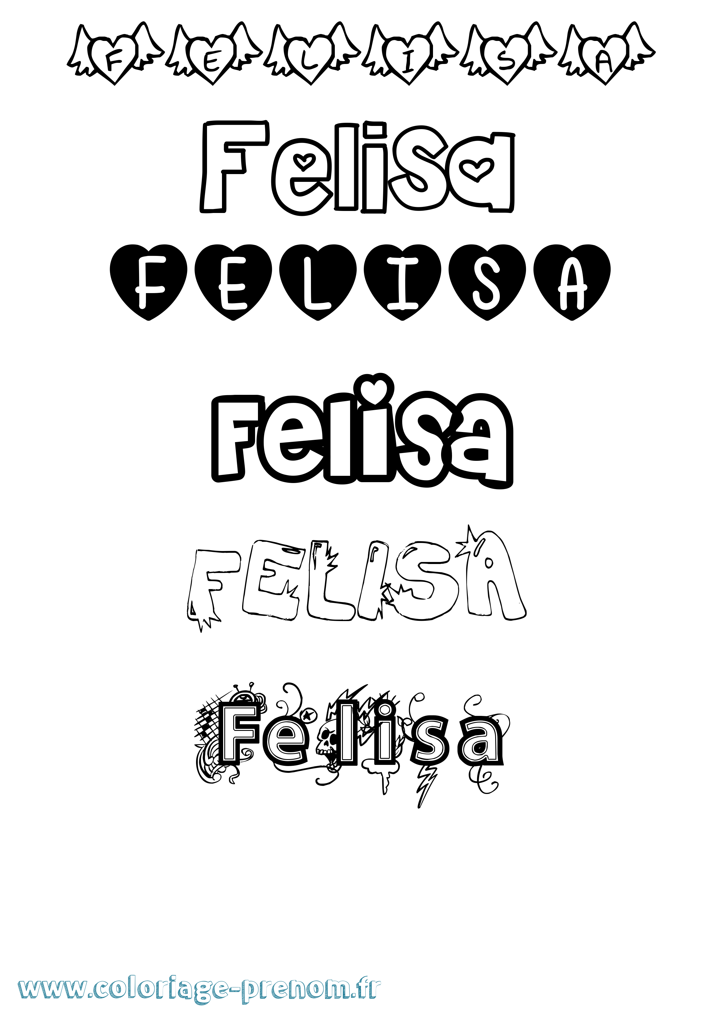Coloriage Felisa Girly Coloriage prénom Felisa Girly