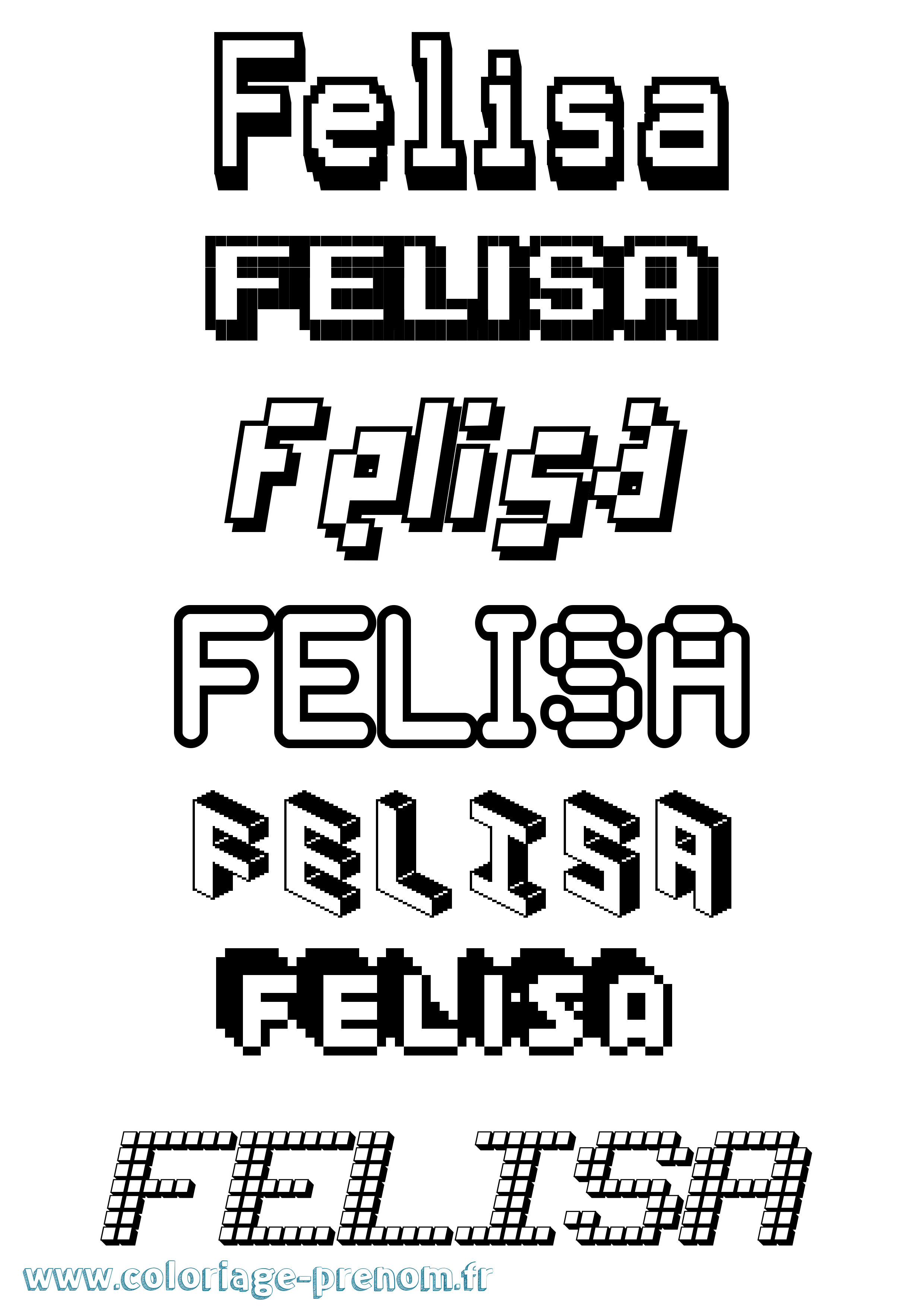 Coloriage Felisa Pixel Coloriage prénom Felisa Pixel