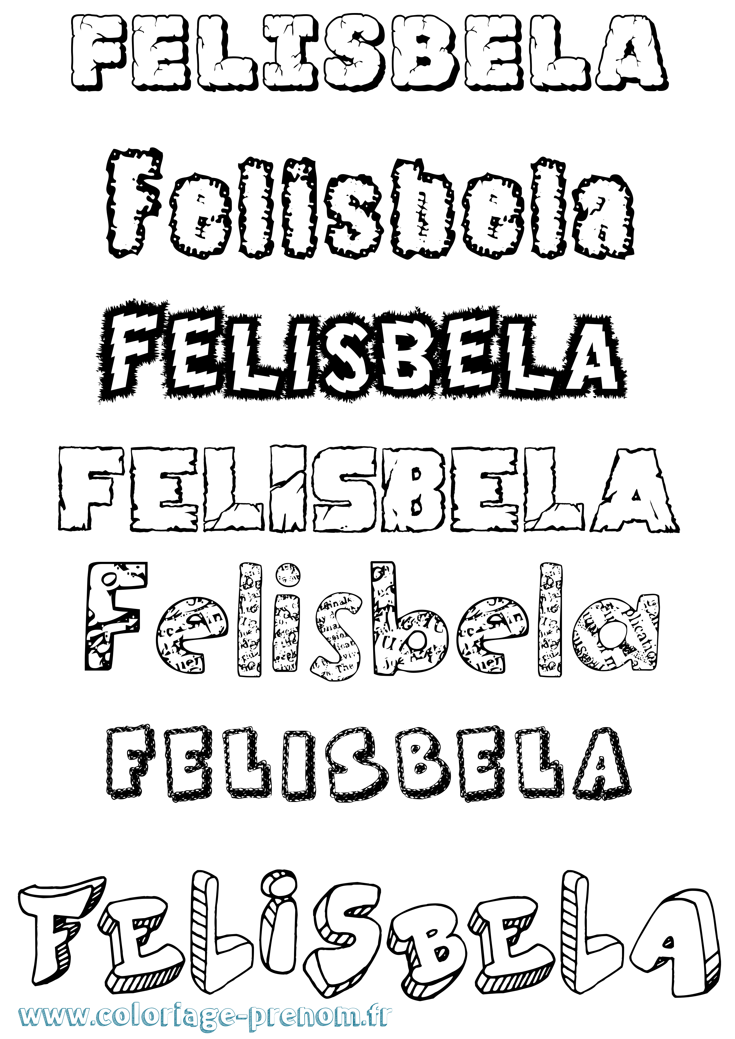 Coloriage Felisbela Destructuré Coloriage prénom Felisbela Destructuré