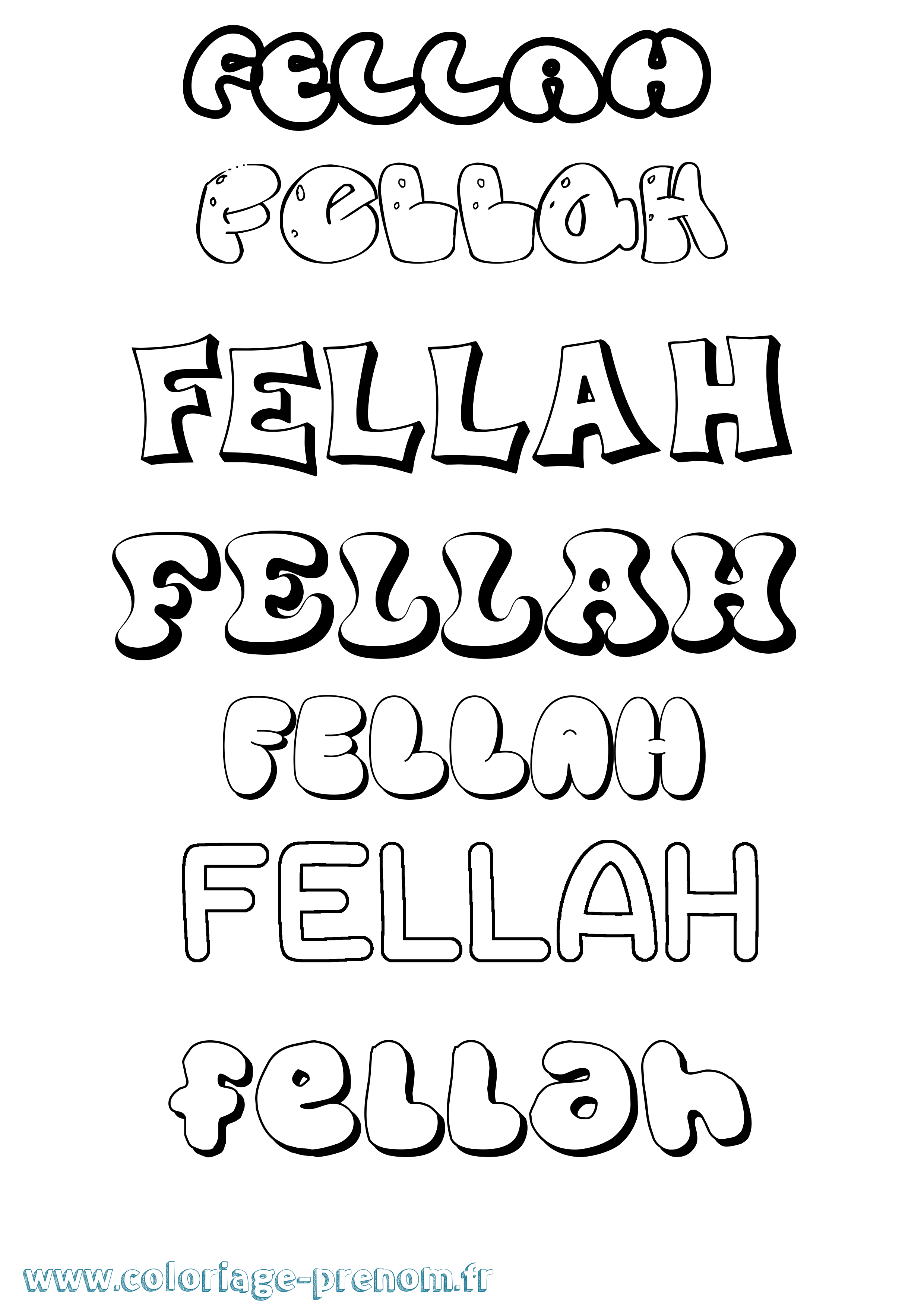 Coloriage Fellah Bubble Coloriage prénom Fellah Bubble
