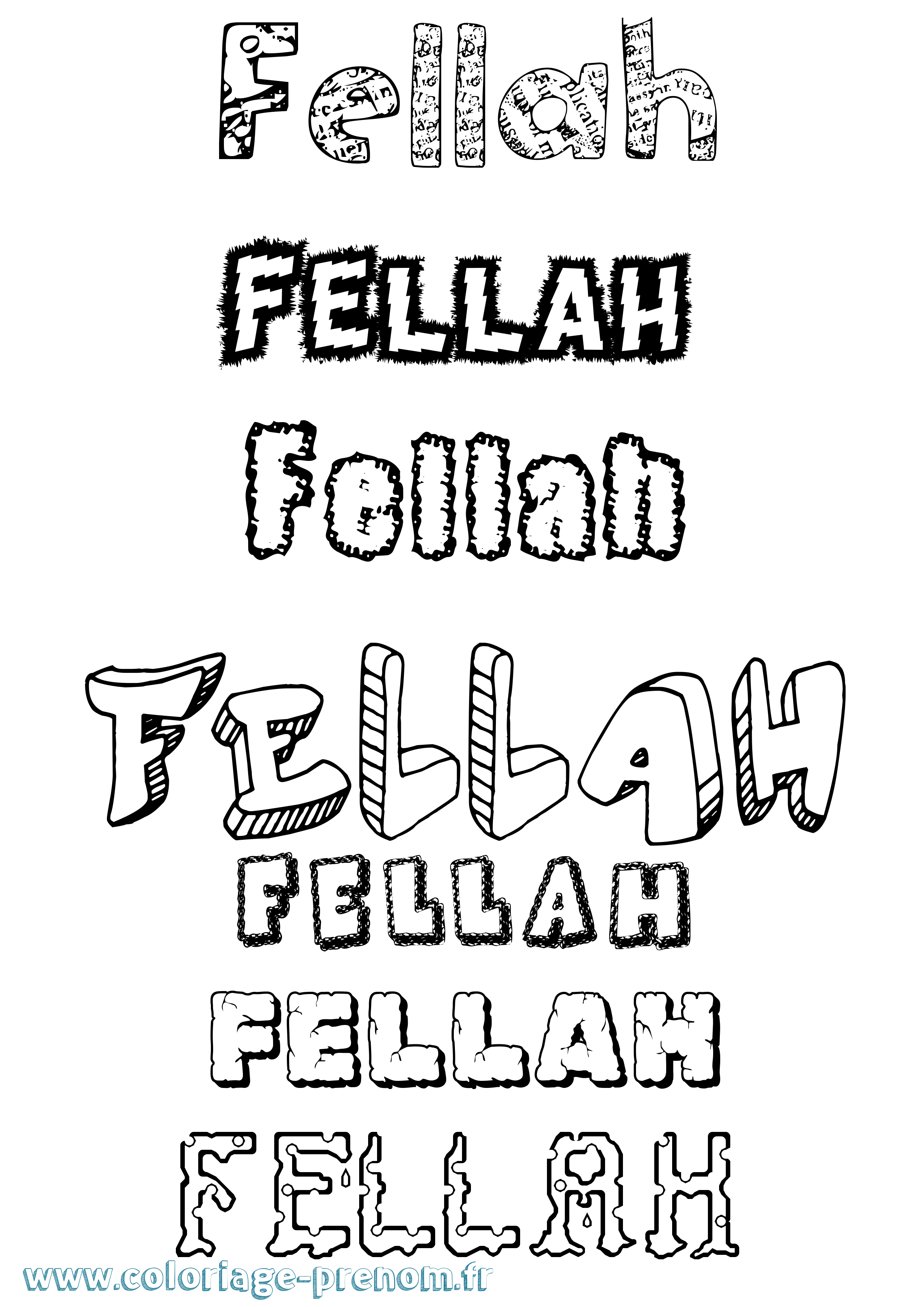 Coloriage Fellah Destructuré Coloriage prénom Fellah Destructuré