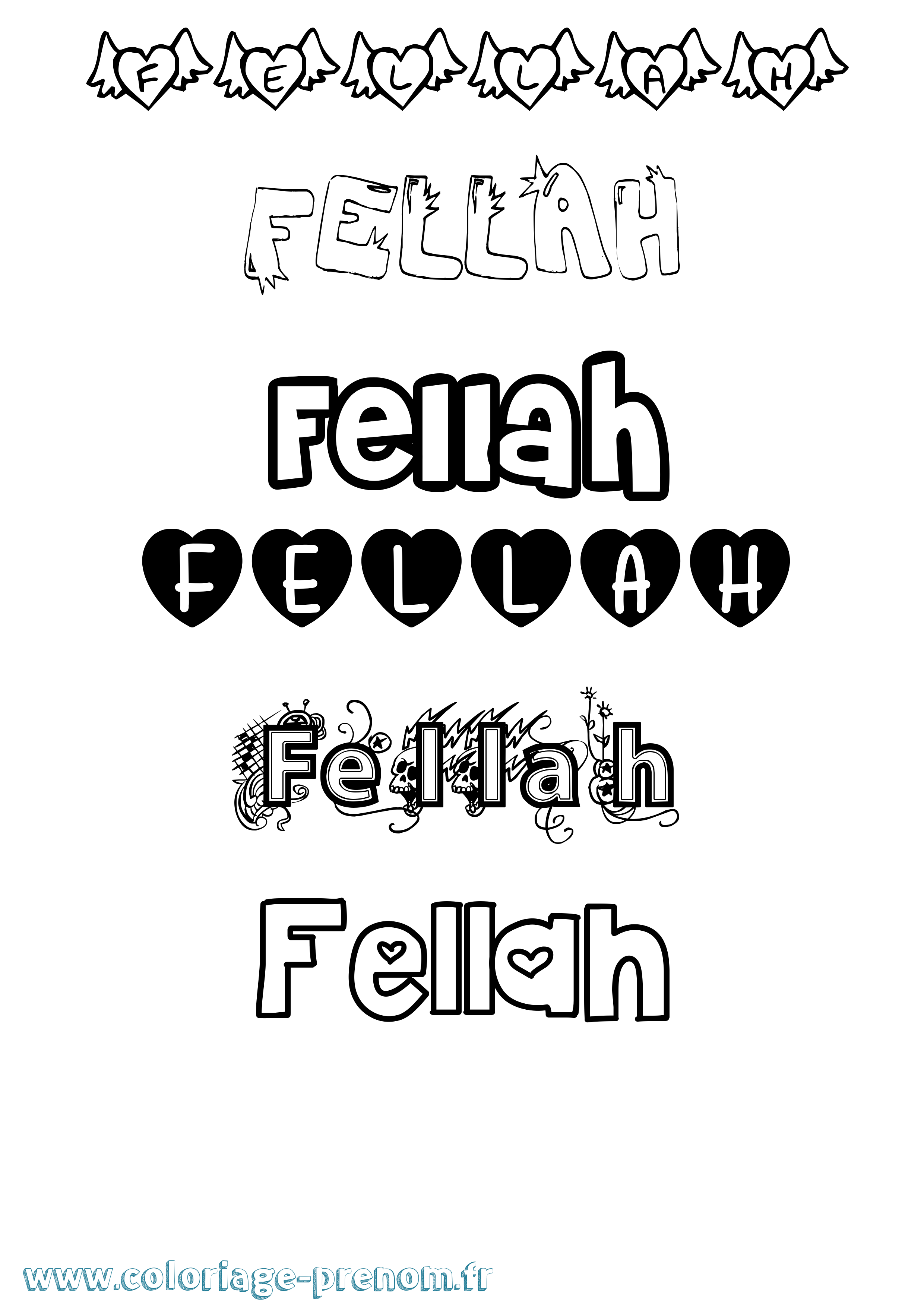 Coloriage Fellah Girly Coloriage prénom Fellah Girly
