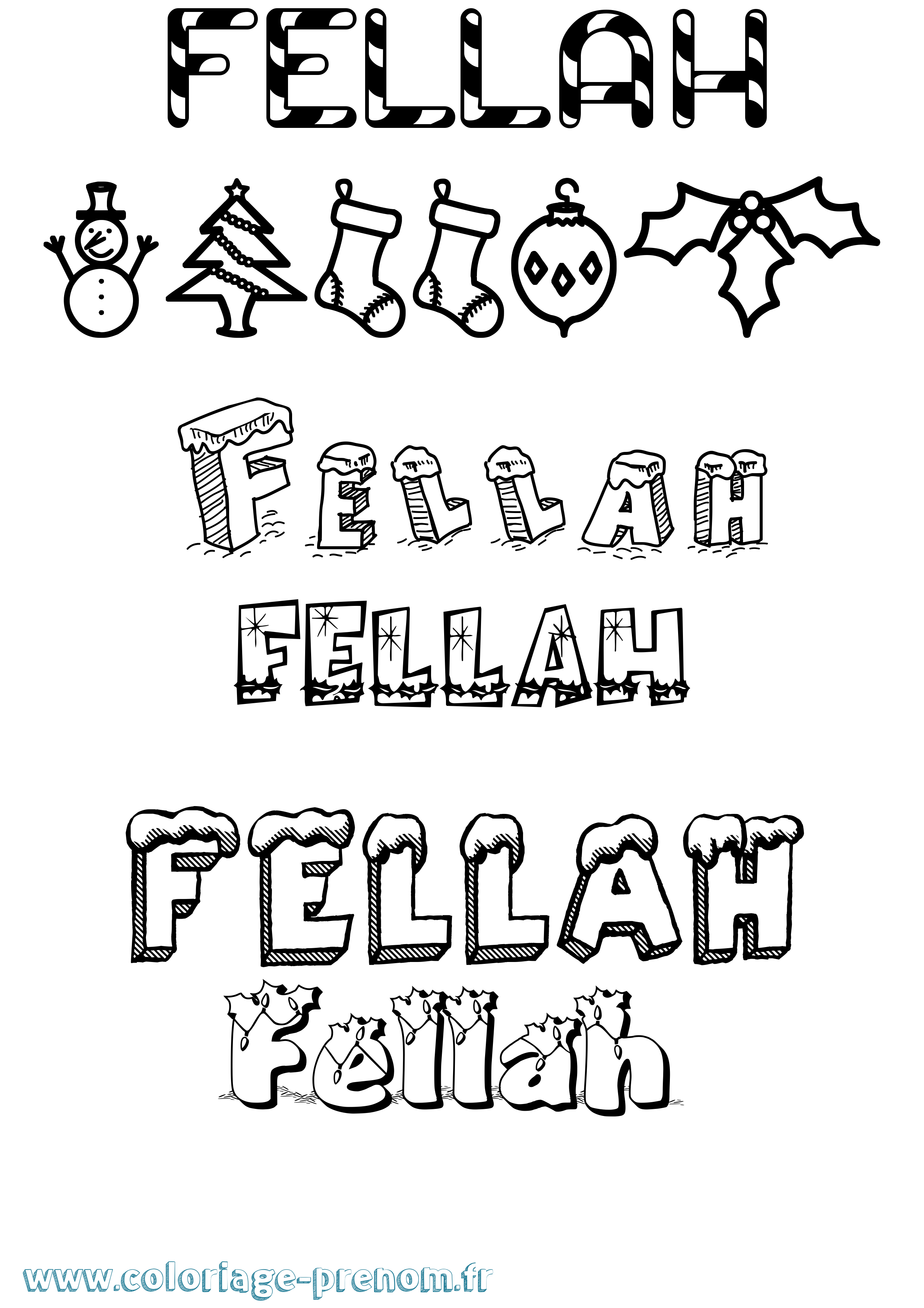Coloriage Fellah Noël Coloriage prénom Fellah Noël