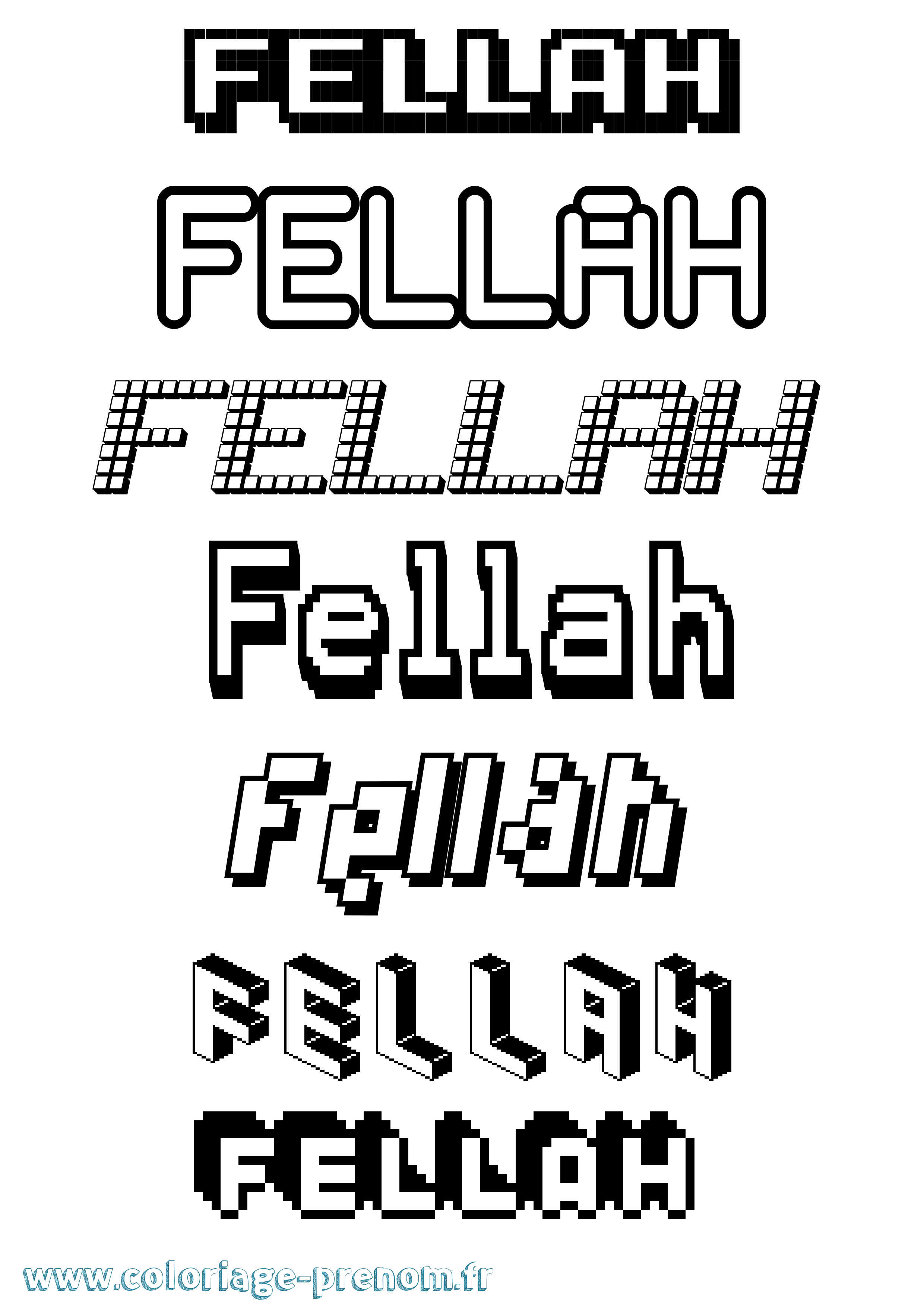 Coloriage Fellah Pixel Coloriage prénom Fellah Pixel