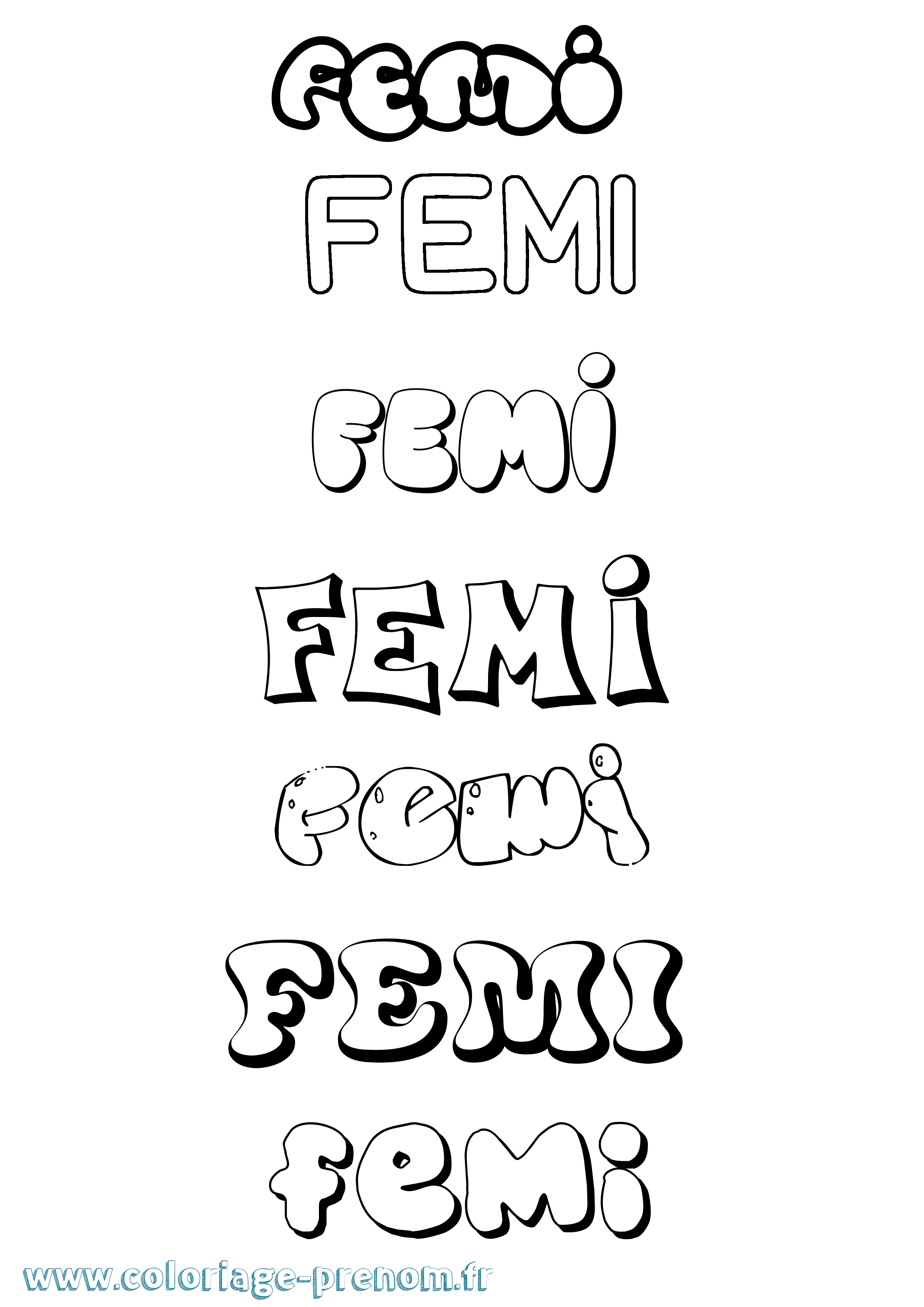 Coloriage Femi Bubble Coloriage prénom Femi Bubble