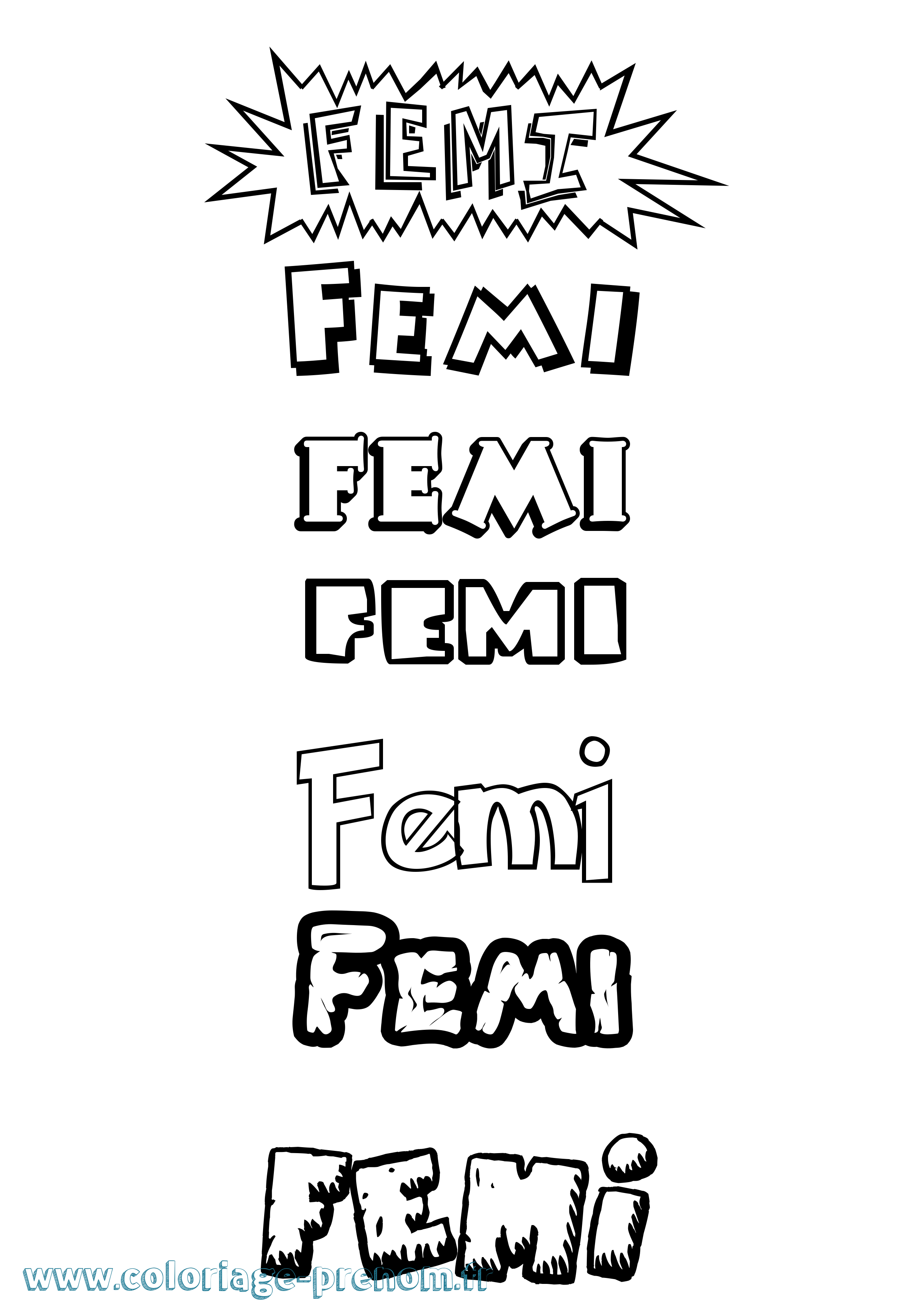 Coloriage Femi Dessin Animé Coloriage prénom Femi Dessin Animé