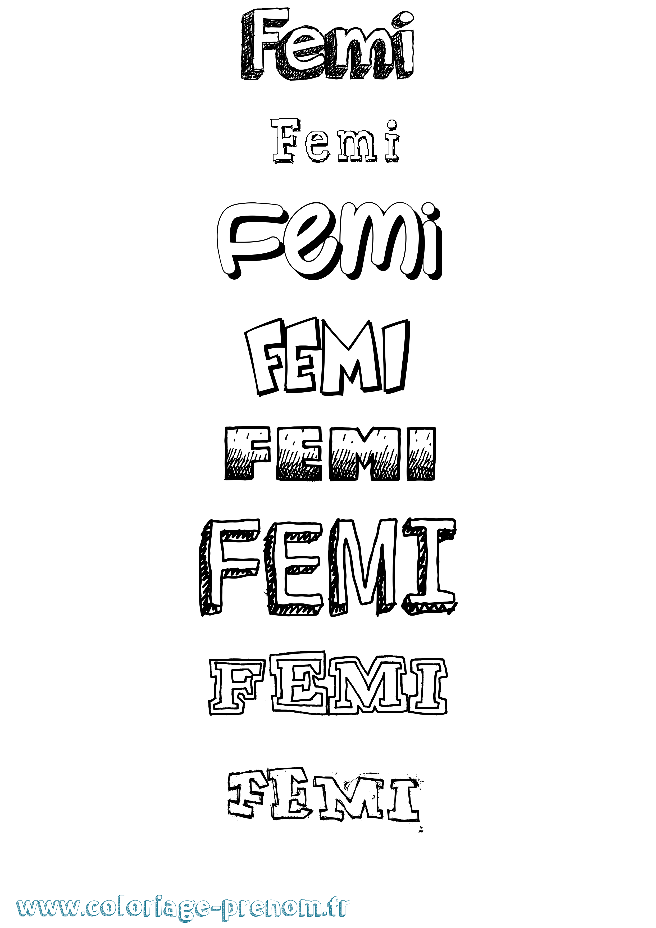 Coloriage Femi Dessiné Coloriage prénom Femi Dessiné