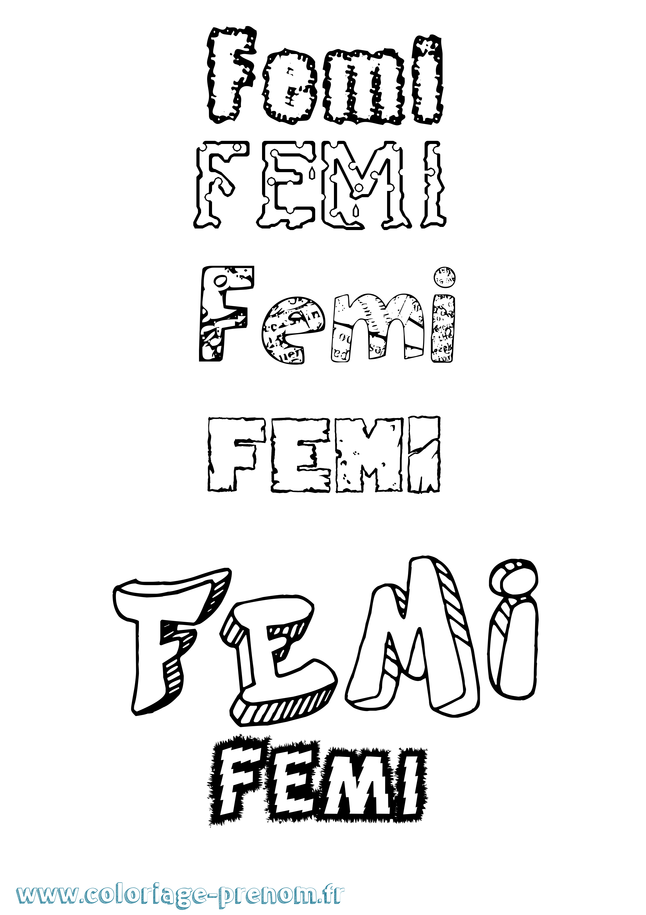 Coloriage Femi Destructuré Coloriage prénom Femi Destructuré