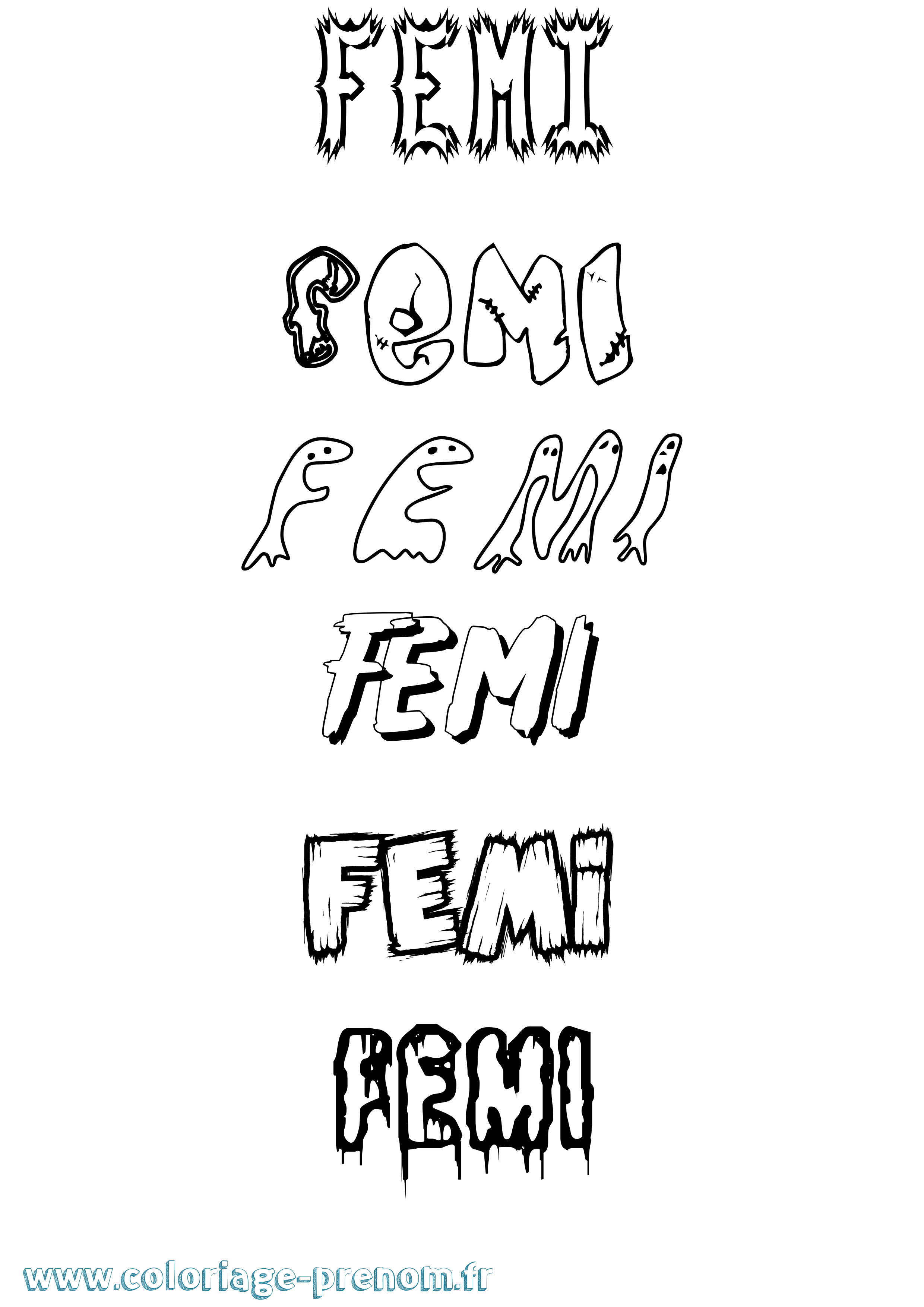 Coloriage Femi Frisson Coloriage prénom Femi Frisson